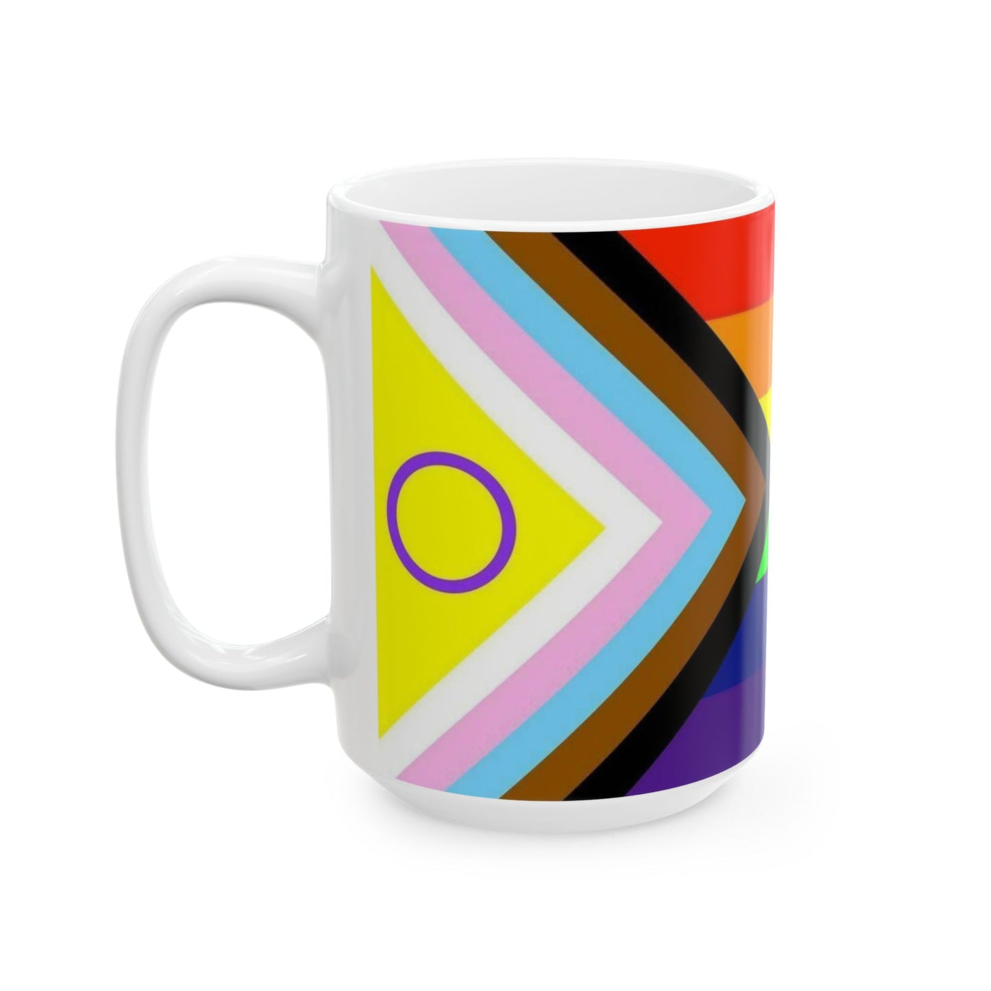 Progress Pride Flag Cup – LGBTQ+ Inclusive Rainbow Ceramic Mug