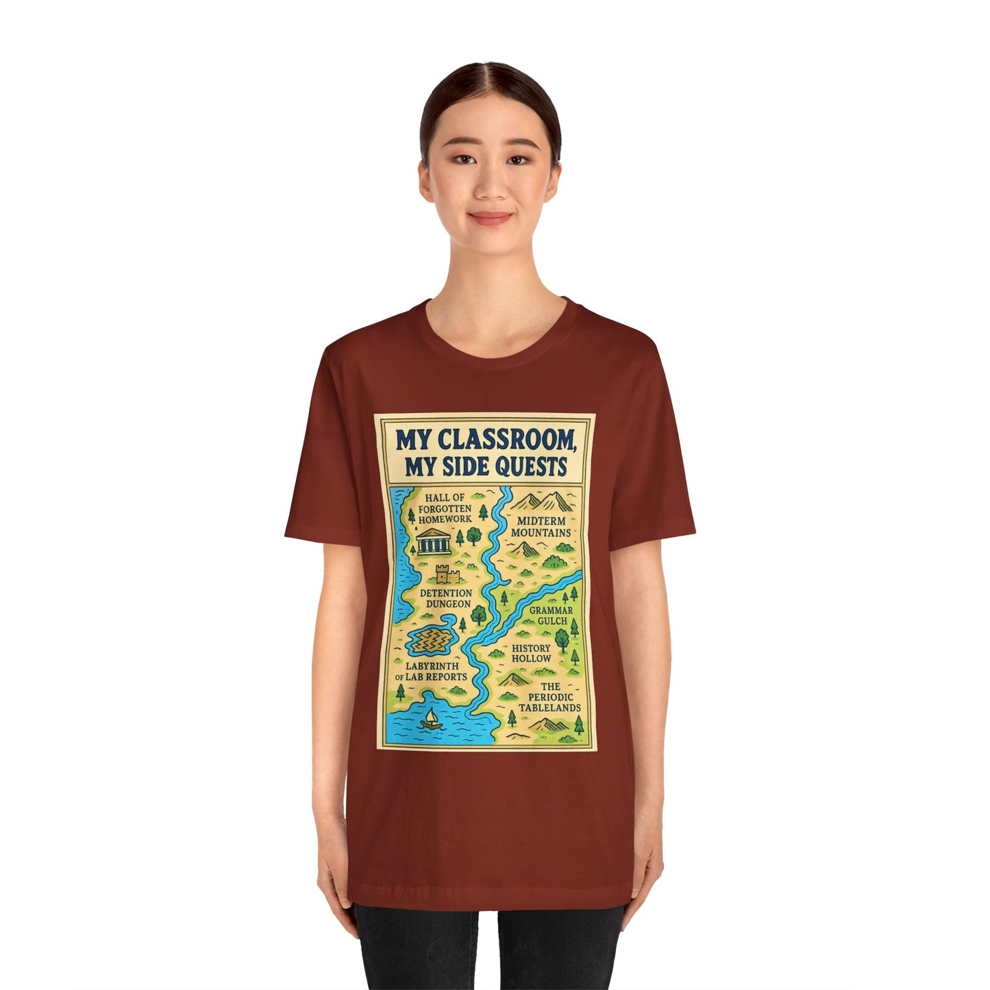 My Classroom, My Side Quests T-Shirt – RPG Map Tee for Teachers