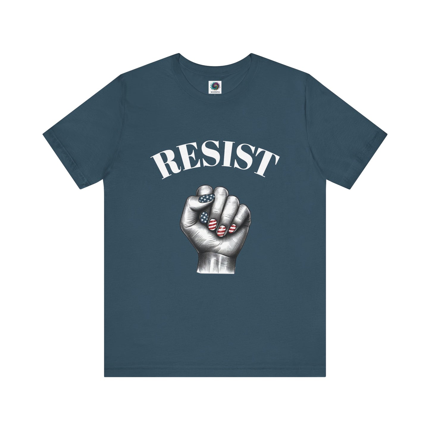 Resist Feminist Power Fist Tee – USA Flag Nails Protest Shirt - WhimSpin - https://whimspin.com