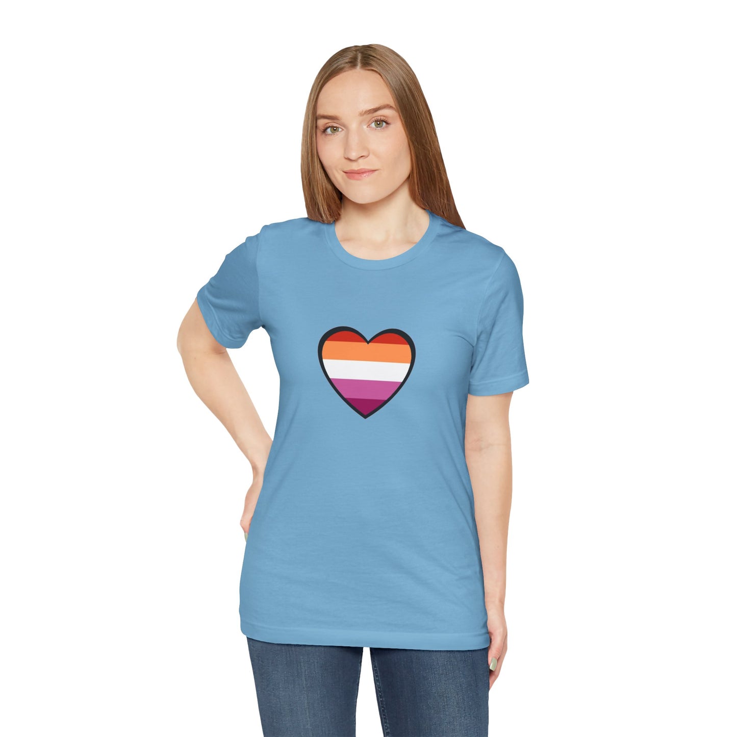 Lesbian Pride Flag Heart T-Shirt – Bold LGBTQ+ Graphic Tee - WhimSpin - https://whimspin.com