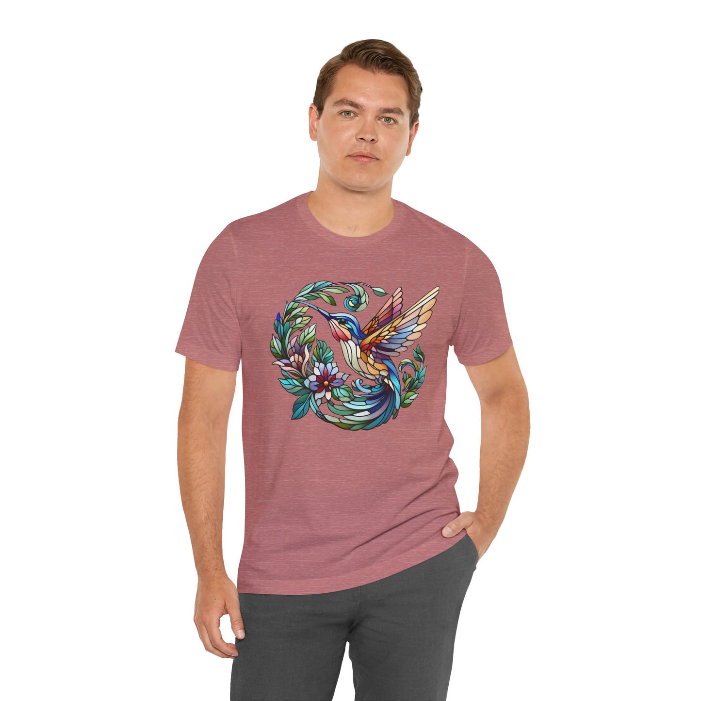 Stained Glass Hummingbird Tee – Vibrant Nature Shirt