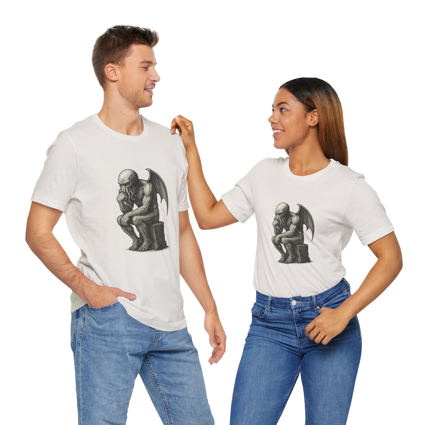 Cthulhu The Thinker Tee – Lovecraftian Parody Shirt