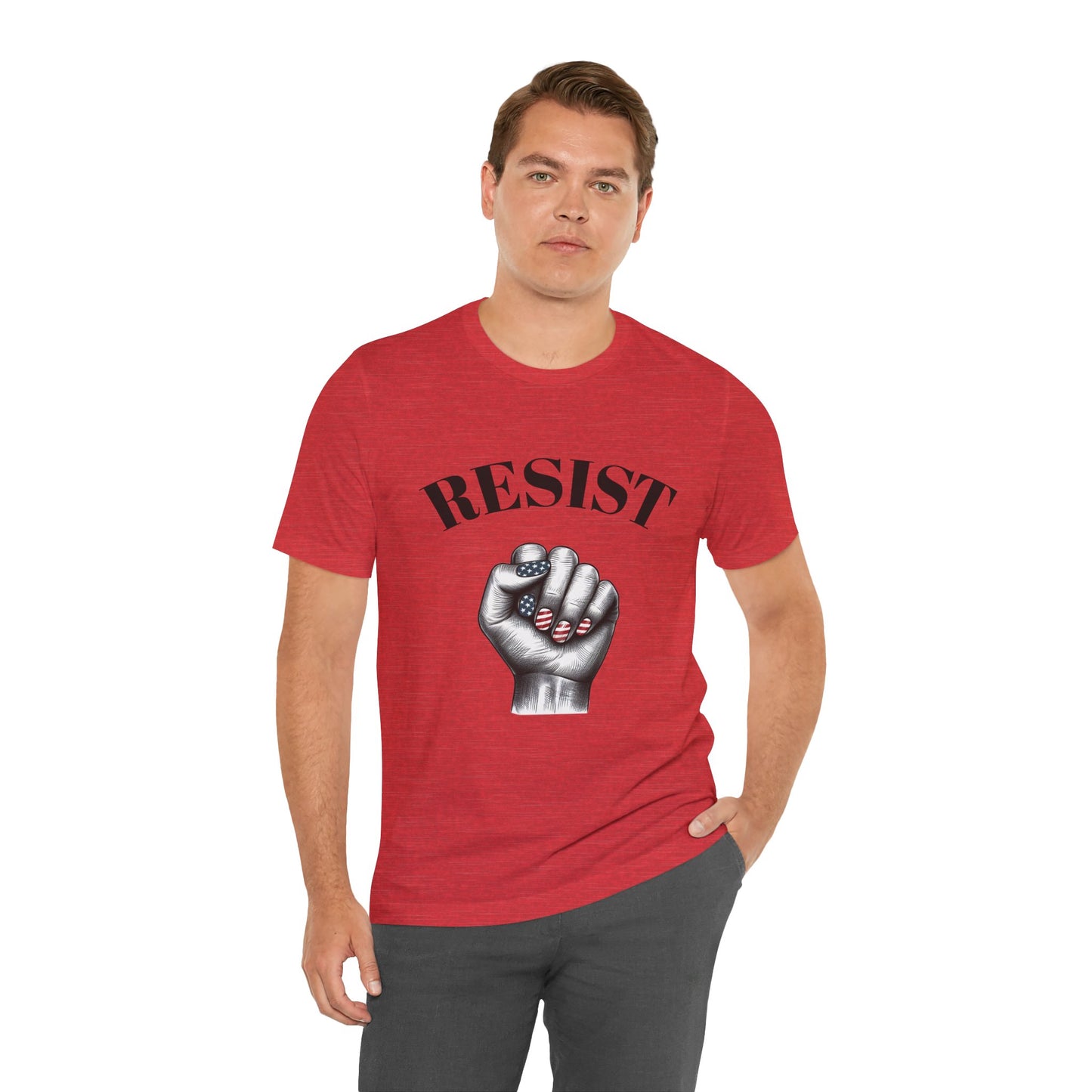 Resist Feminist Power Fist Tee – USA Flag Nails Protest Shirt - WhimSpin - https://whimspin.com