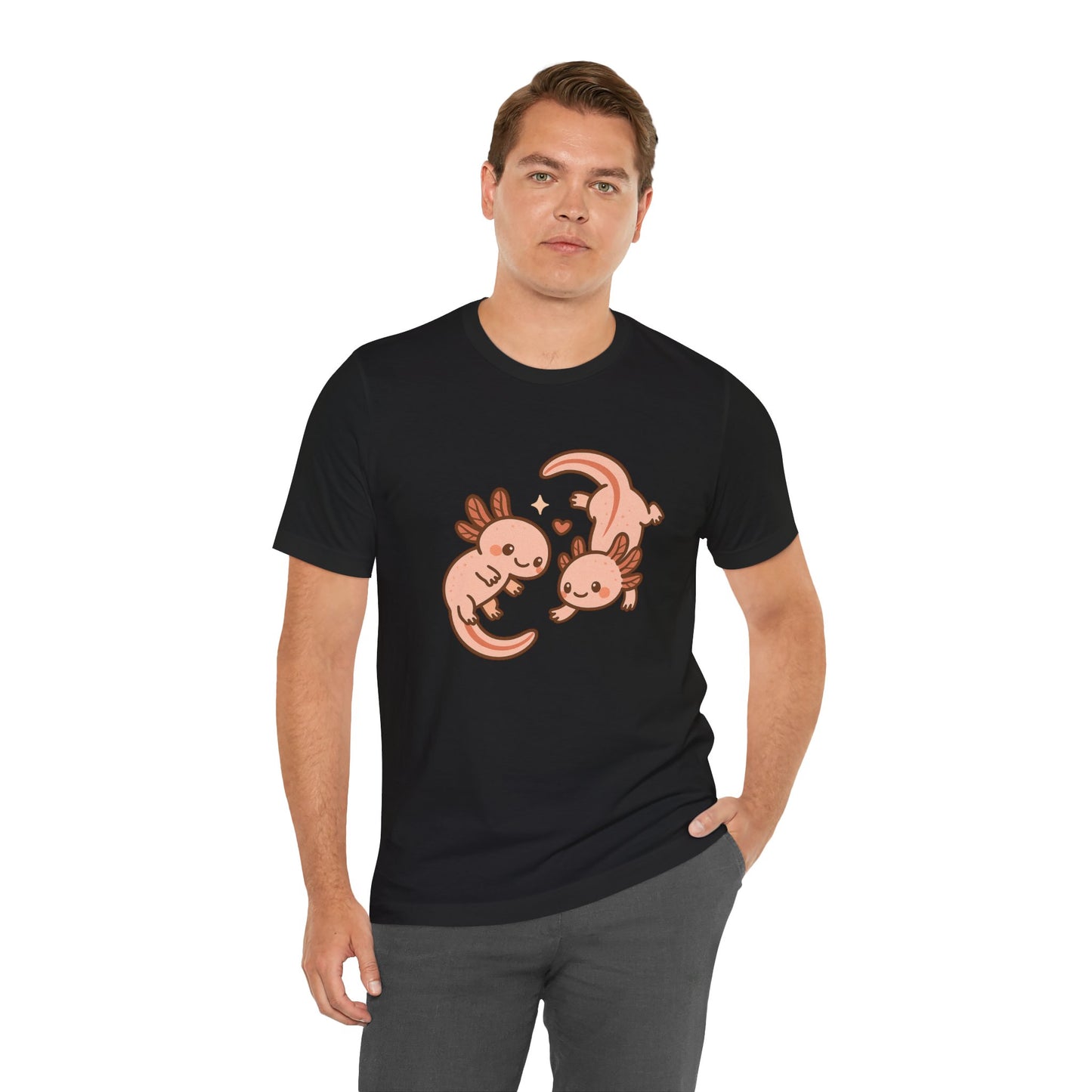 Kawaii Axolotl T-Shirt – Cute Tee with Smiling Axolotls - WhimSpin - https://whimspin.com