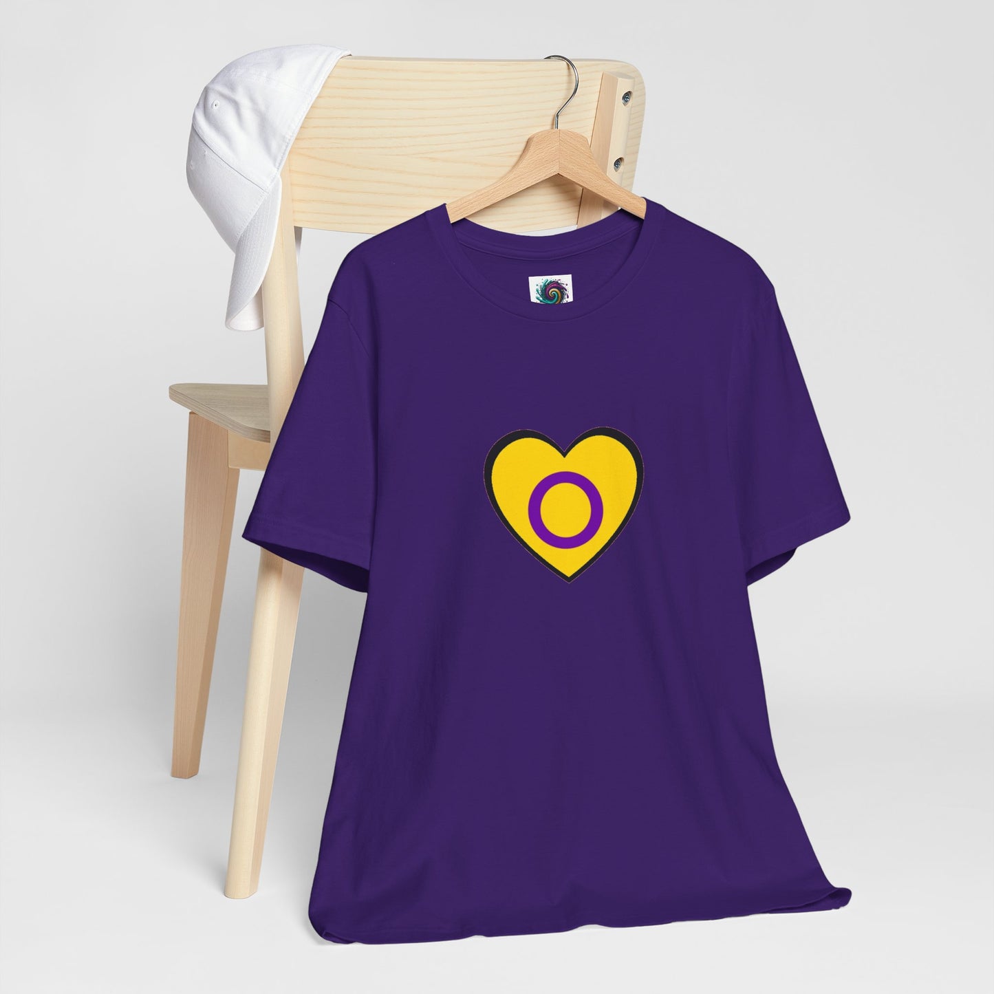 Intersex Pride Flag Heart T-Shirt – Minimalist LGBTQ+ Support Tee - WhimSpin - https://whimspin.com