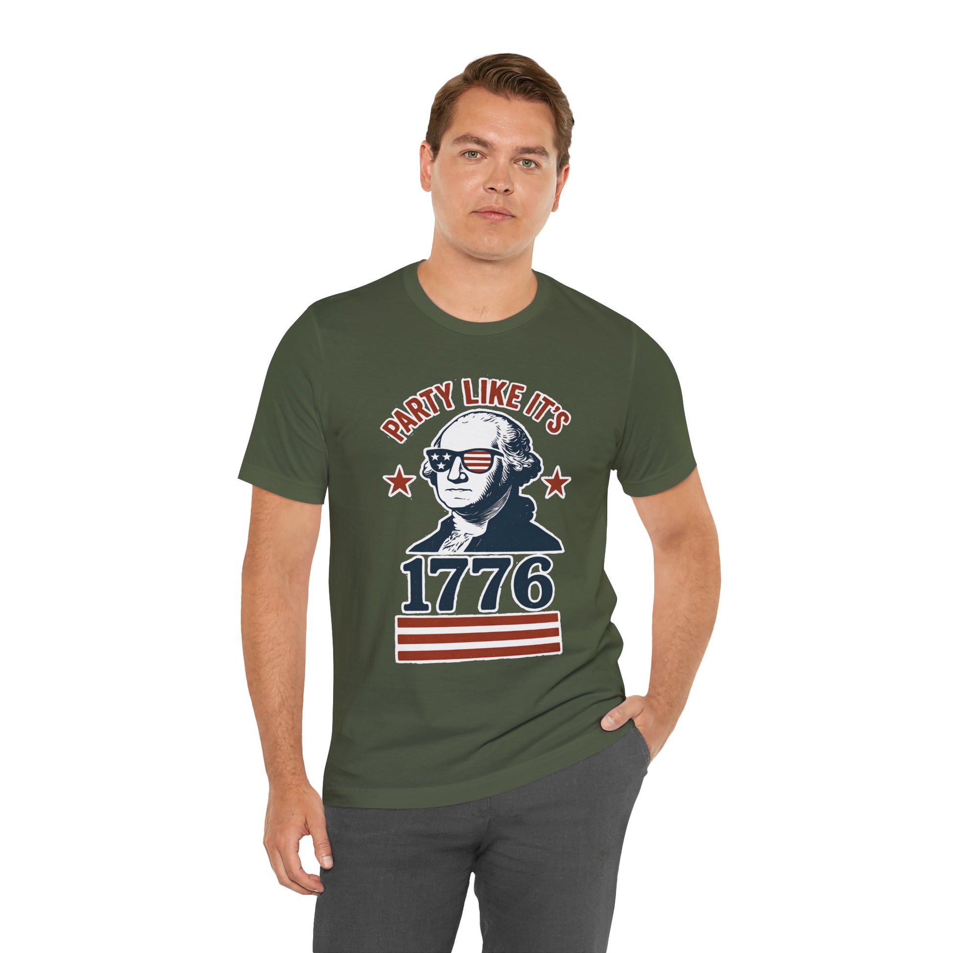 Party Like It's 1776 T-Shirt – Funny 4th of July Tee with George Washington Graphic - WhimSpin - https://whimspin.com