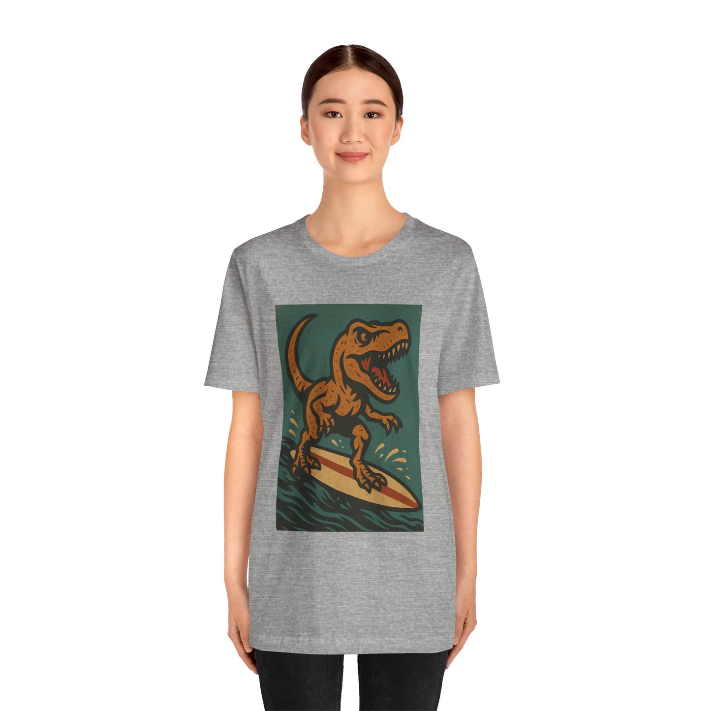 Surfing T-Rex T-Shirt – Funny Dinosaur Surfing Graphic Tee