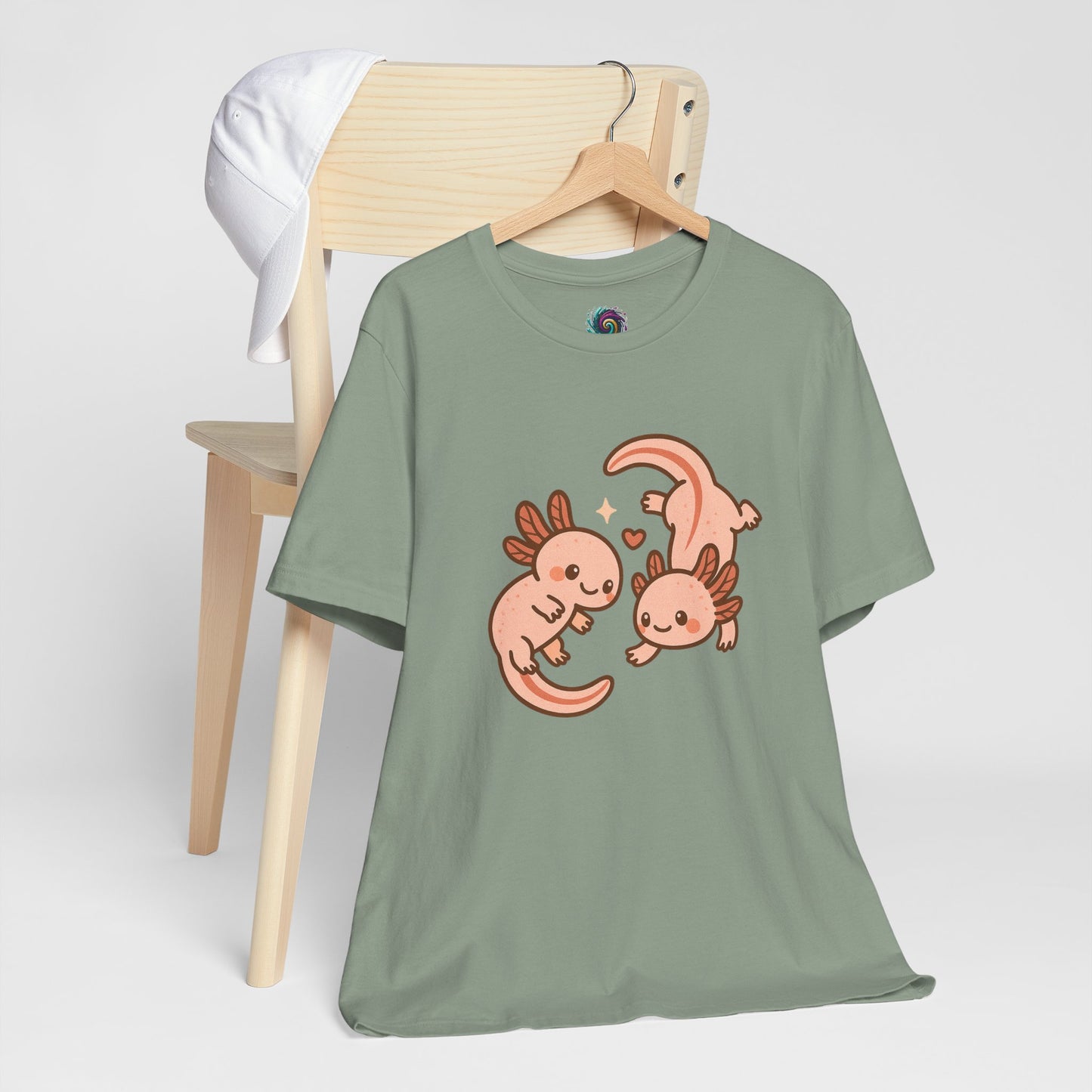 Kawaii Axolotl T-Shirt – Cute Tee with Smiling Axolotls - WhimSpin - https://whimspin.com