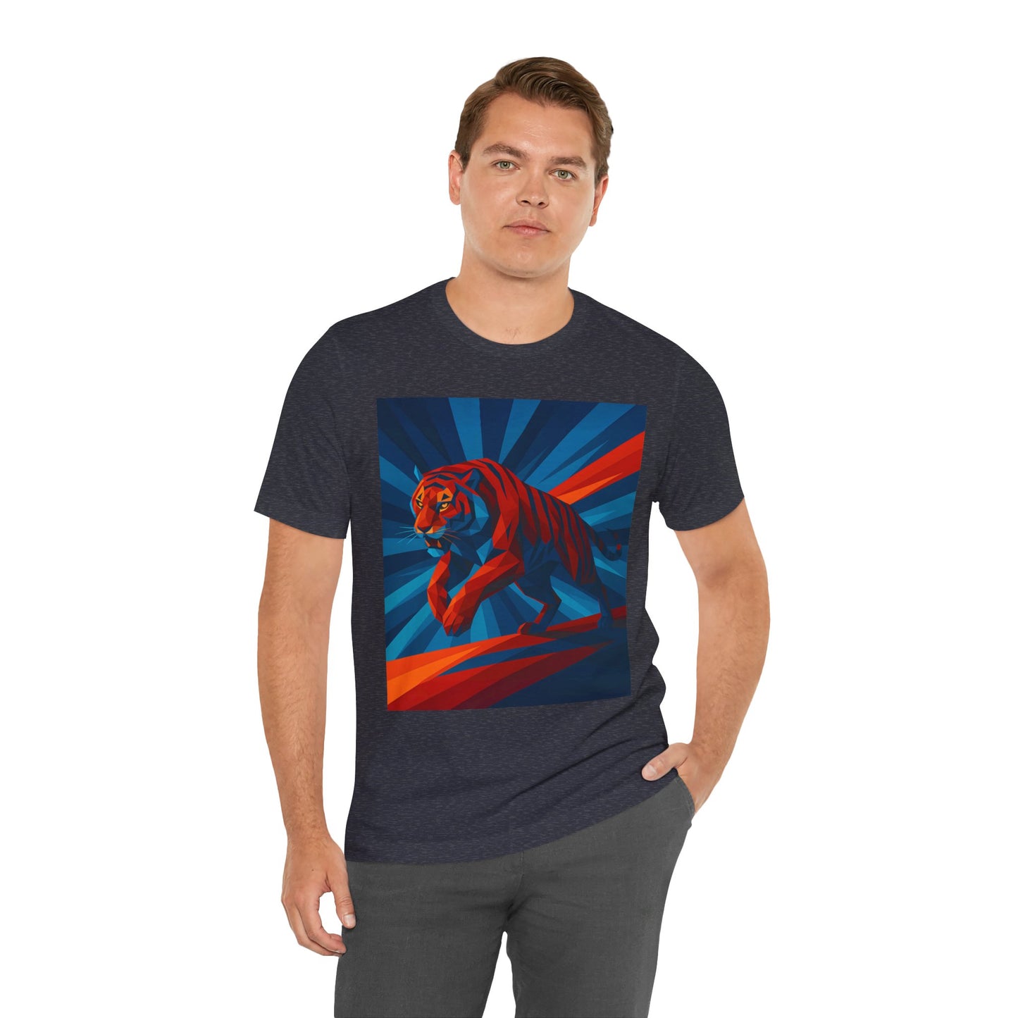 Geometric Tiger T-Shirt – Bold Jungle Animal Tee in Abstract Style - WhimSpin - https://whimspin.com