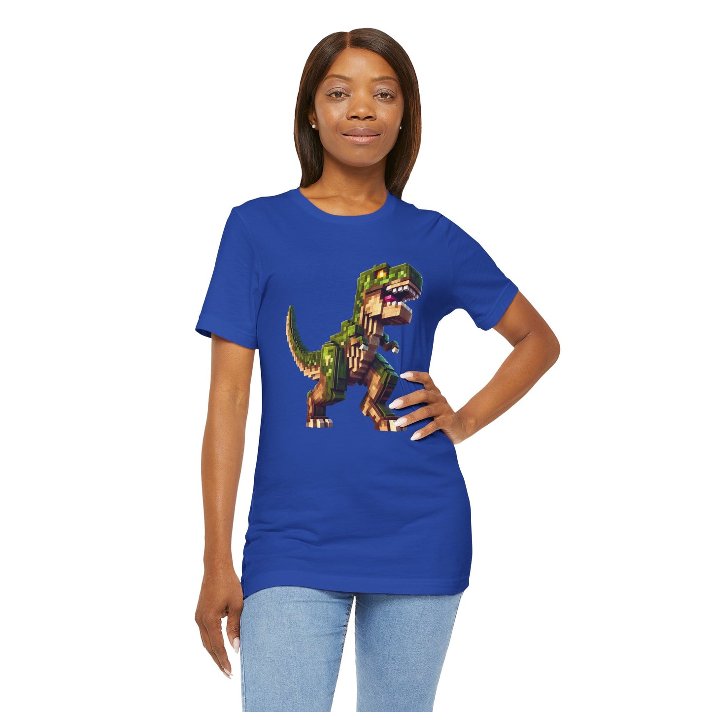 Pixel Dinosaur T-Shirt – Retro Dino Graphic Tee for Adults
