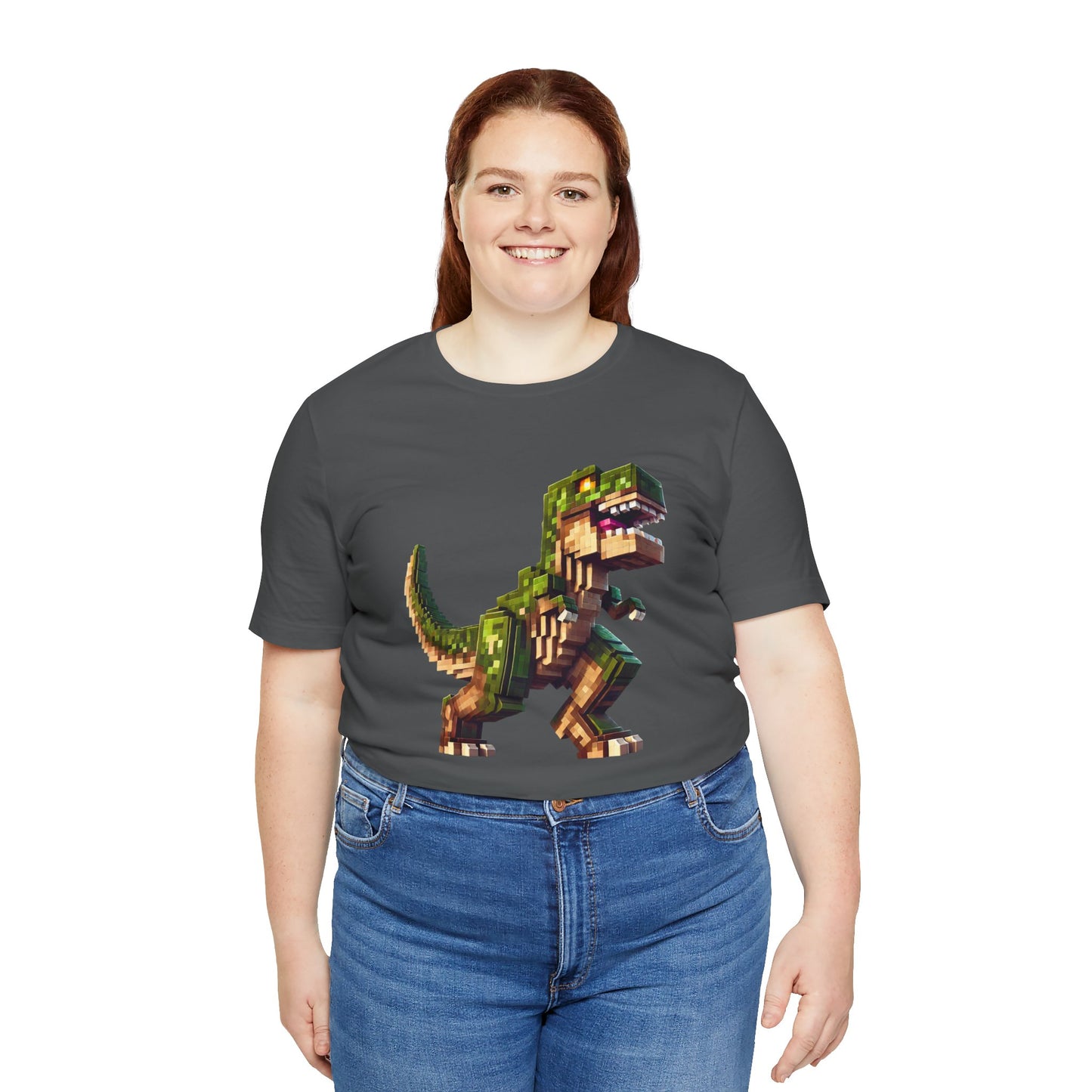 Pixel Dinosaur T-Shirt – Retro Dino Graphic Tee for Adults