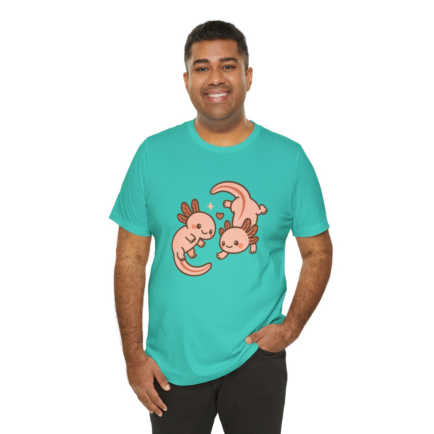 Kawaii Axolotl T-Shirt – Cute Tee with Smiling Axolotls - WhimSpin - https://whimspin.com