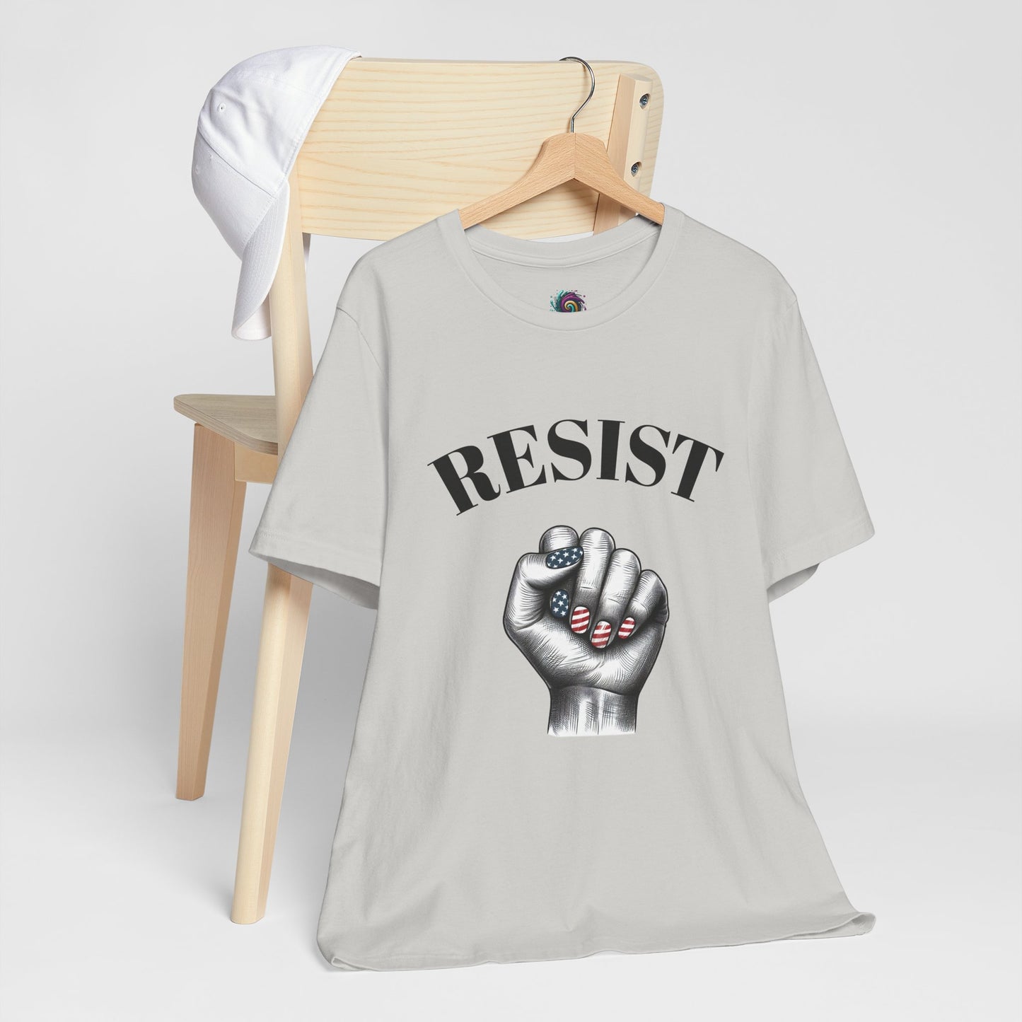 Resist Feminist Power Fist Tee – USA Flag Nails Protest Shirt - WhimSpin - https://whimspin.com