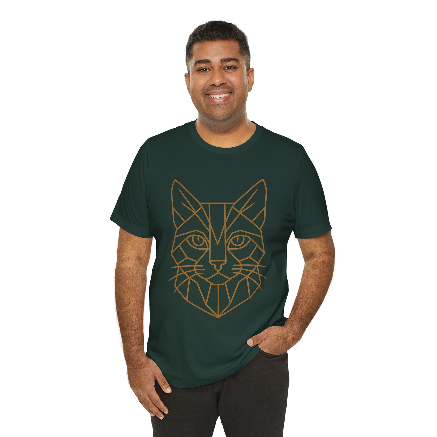 Geometric Cat T-Shirt – Minimalist Line Art Tee - WhimSpin - https://whimspin.com