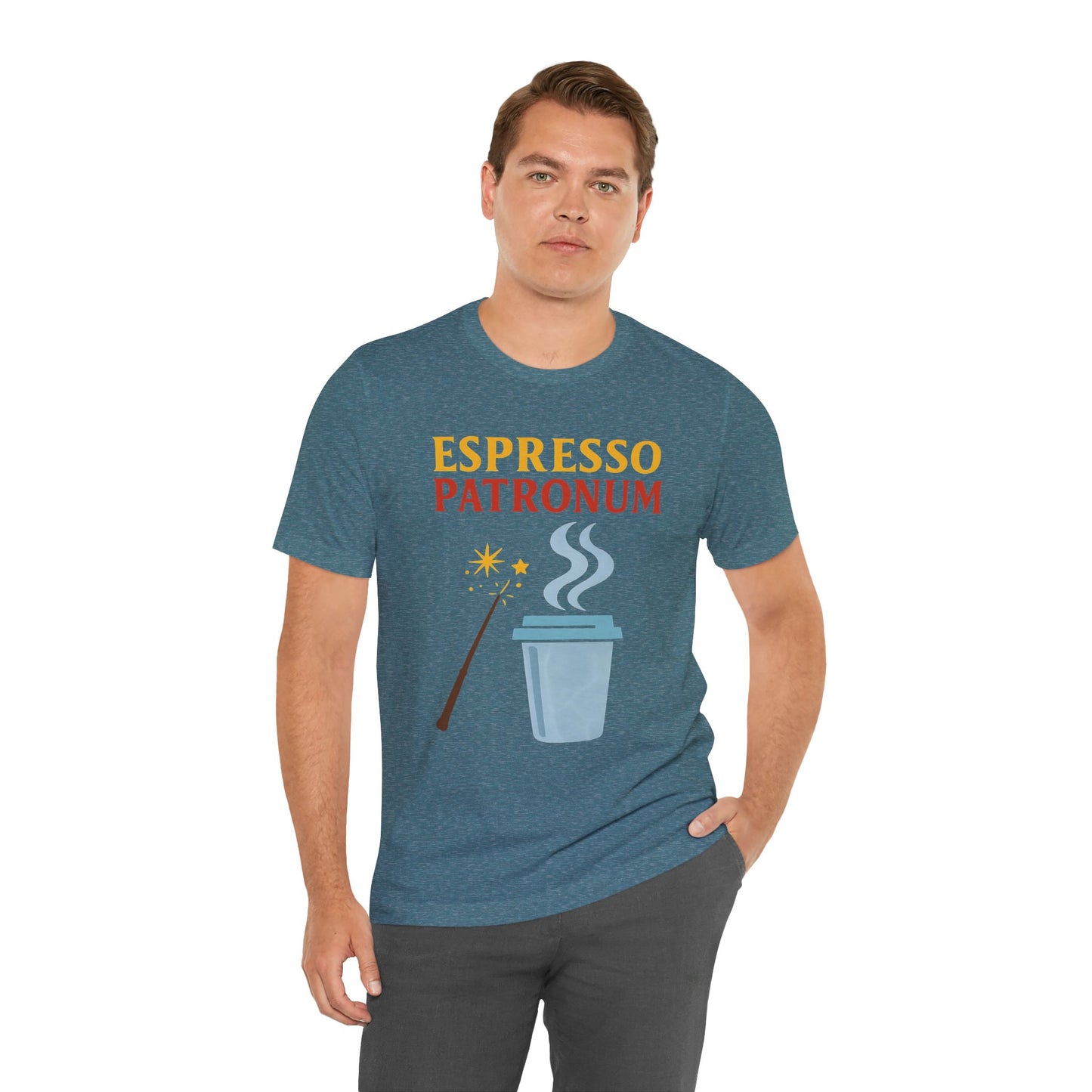 Espresso Patronum T-Shirt – Funny Coffee & Wizard Parody Tee
