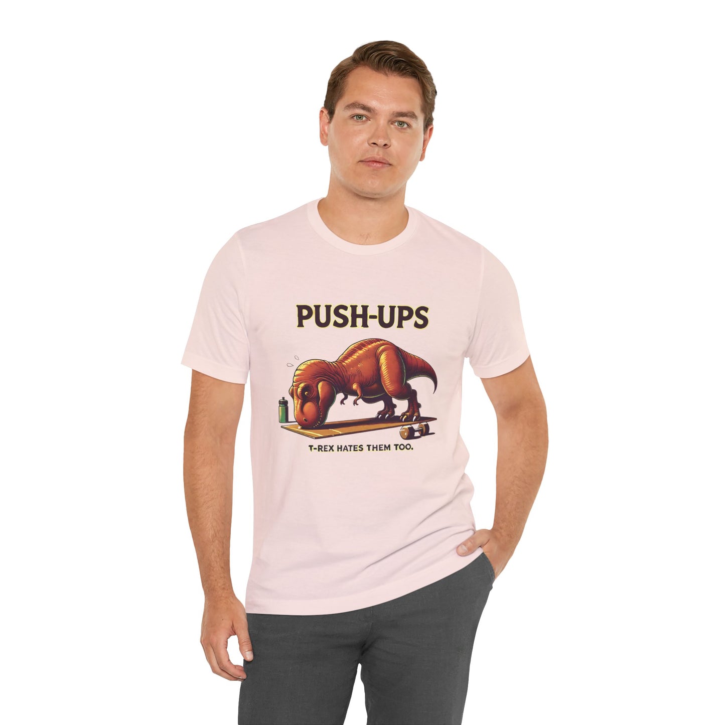 T-Rex Push-Up Graphic Tee – Funny Dinosaur Workout Graphic Shirt