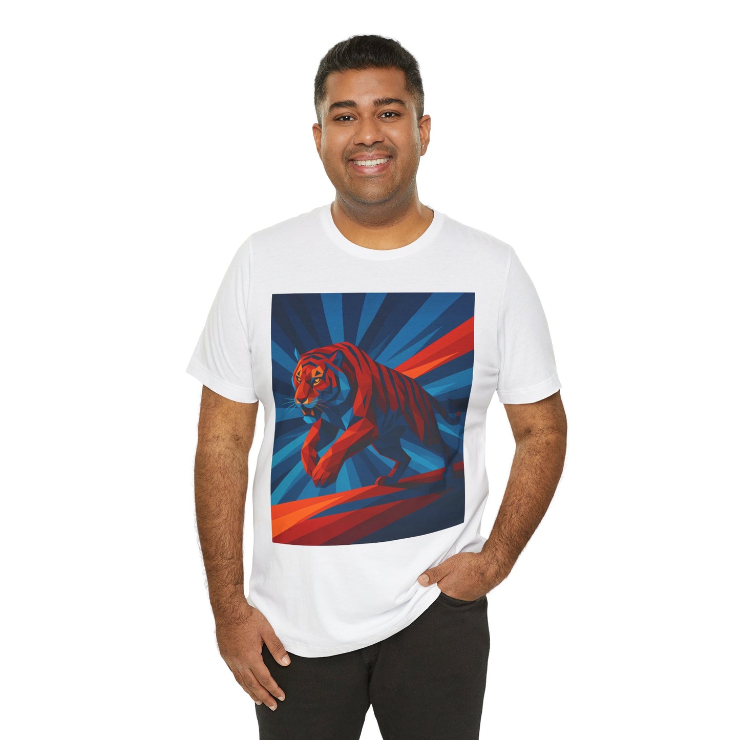 Geometric Tiger T-Shirt – Bold Jungle Animal Tee in Abstract Style - WhimSpin - https://whimspin.com
