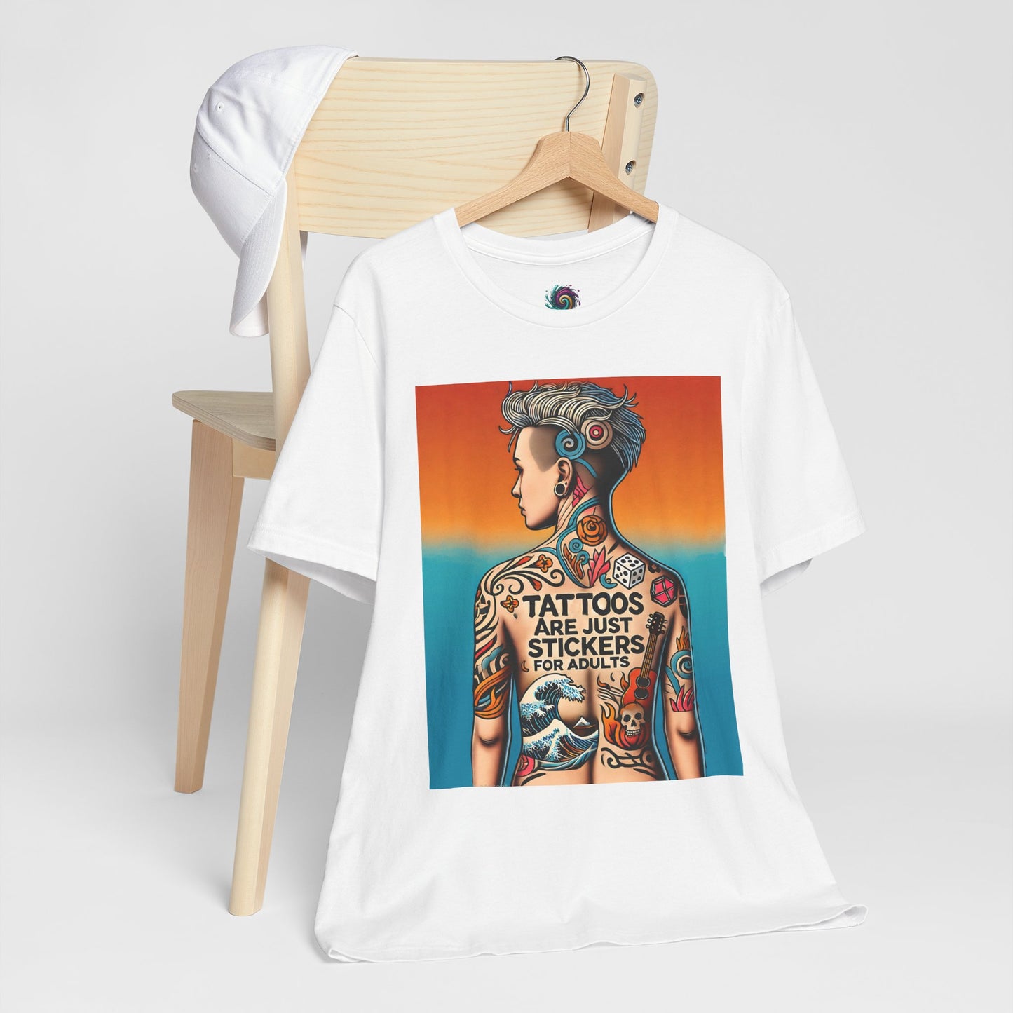 Tattoos Are Just Stickers for Adults T-Shirt – Funny Tattoo Lover Graphic Tee - WhimSpin - https://whimspin.com