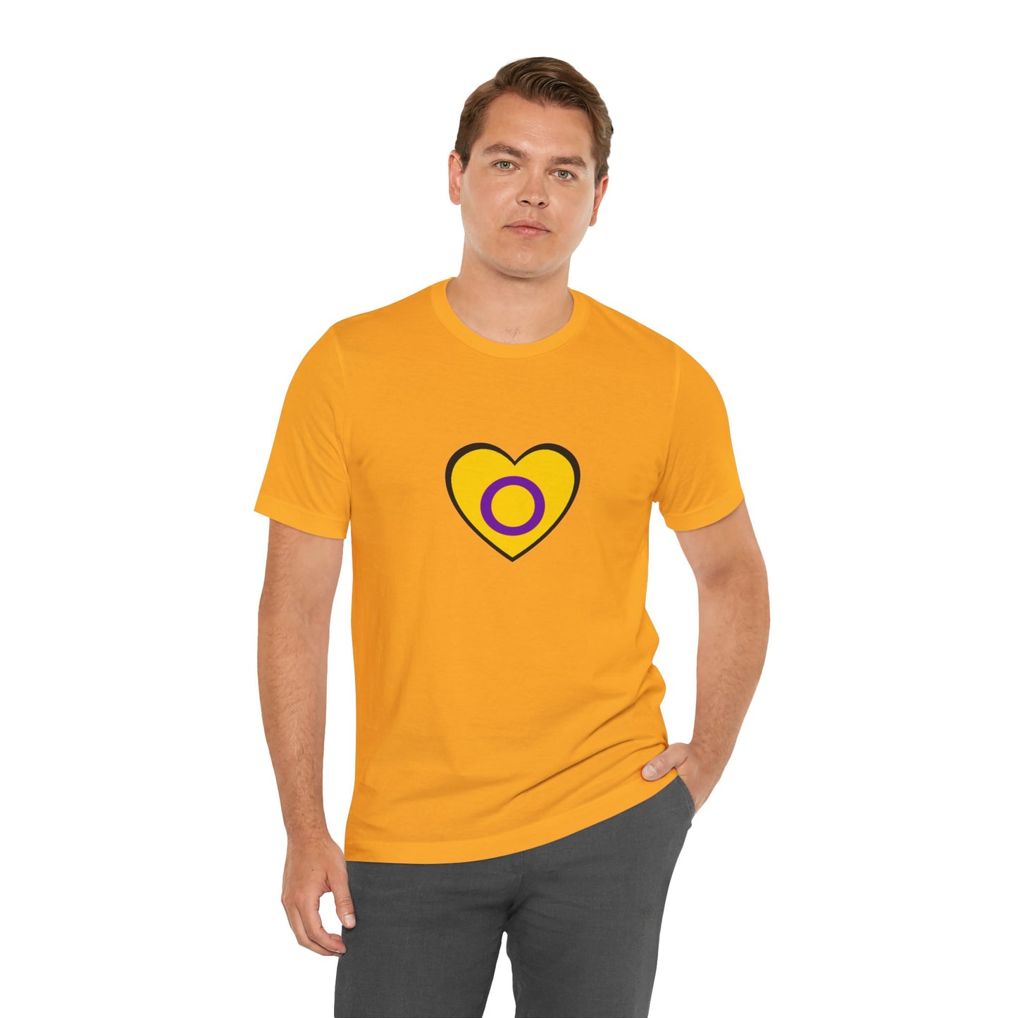 Intersex Pride Flag Heart T-Shirt – Minimalist LGBTQ+ Support Tee - WhimSpin - https://whimspin.com
