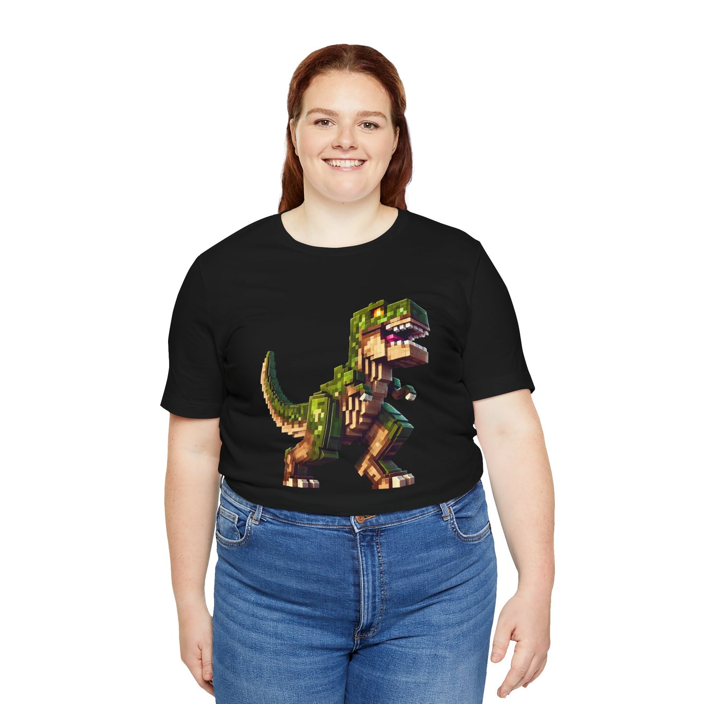 Pixel Dinosaur T-Shirt – Retro Dino Graphic Tee for Adults