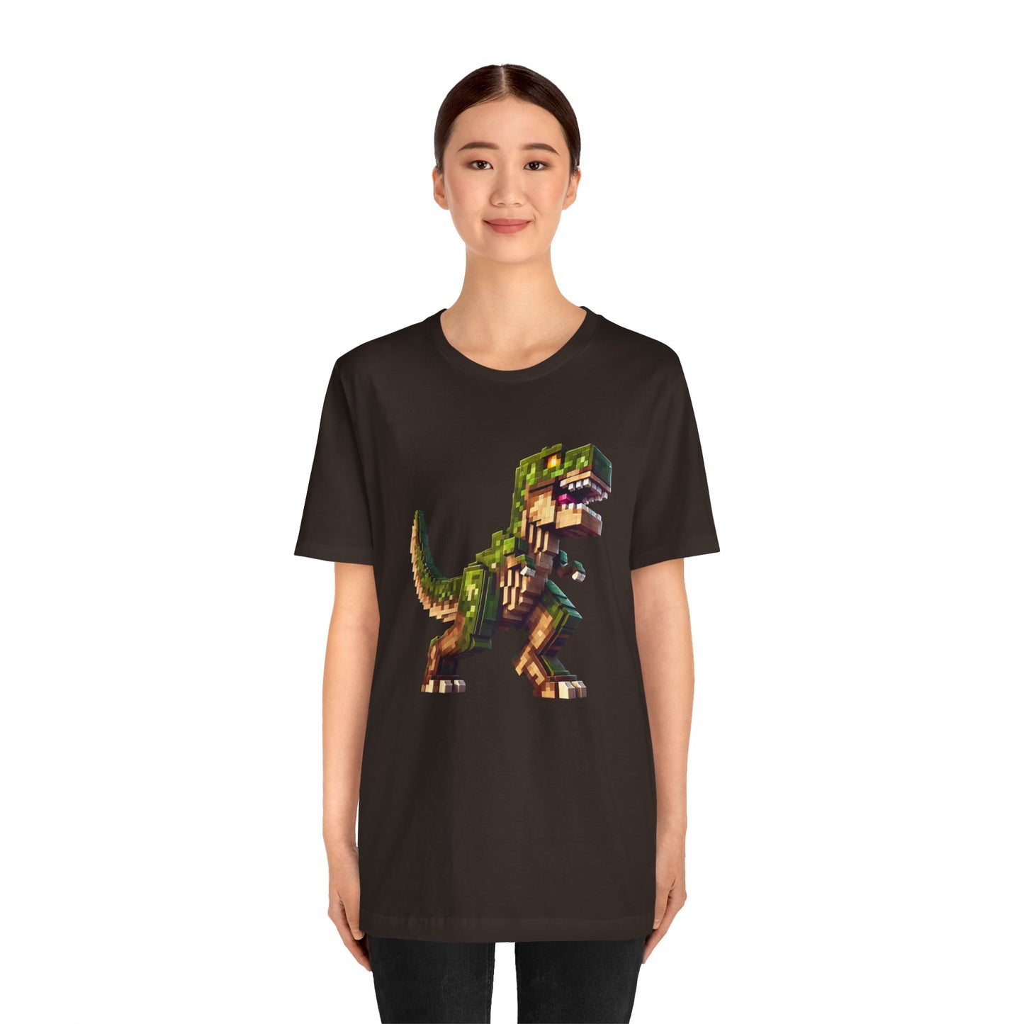 Pixel Dinosaur T-Shirt – Retro Dino Graphic Tee for Adults