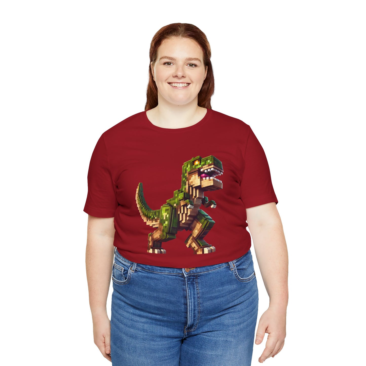 Pixel Dinosaur T-Shirt – Retro Dino Graphic Tee for Adults