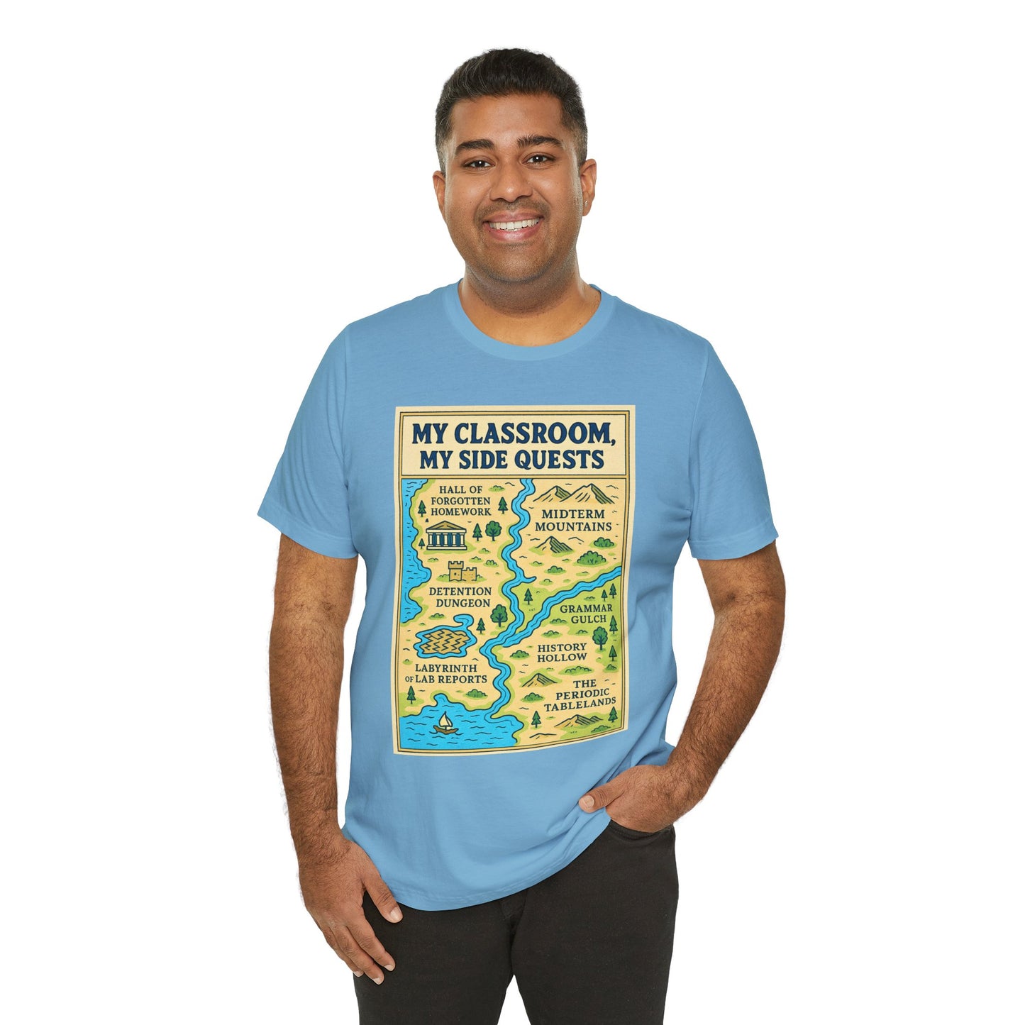 My Classroom, My Side Quests T-Shirt – RPG Map Tee for Teachers