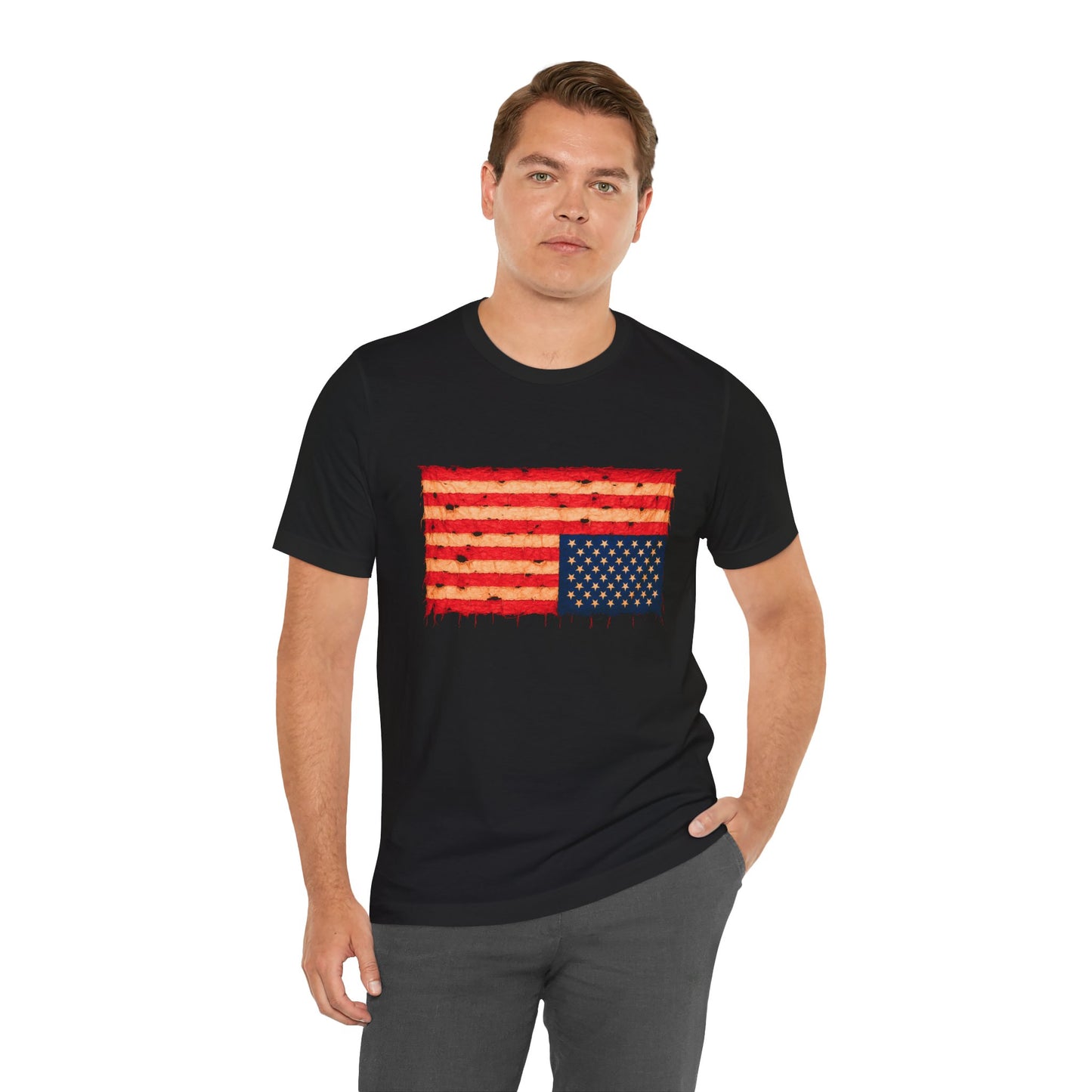 Inverted Flag Distress T-Shirt – Symbolic Upside Down Flag Design