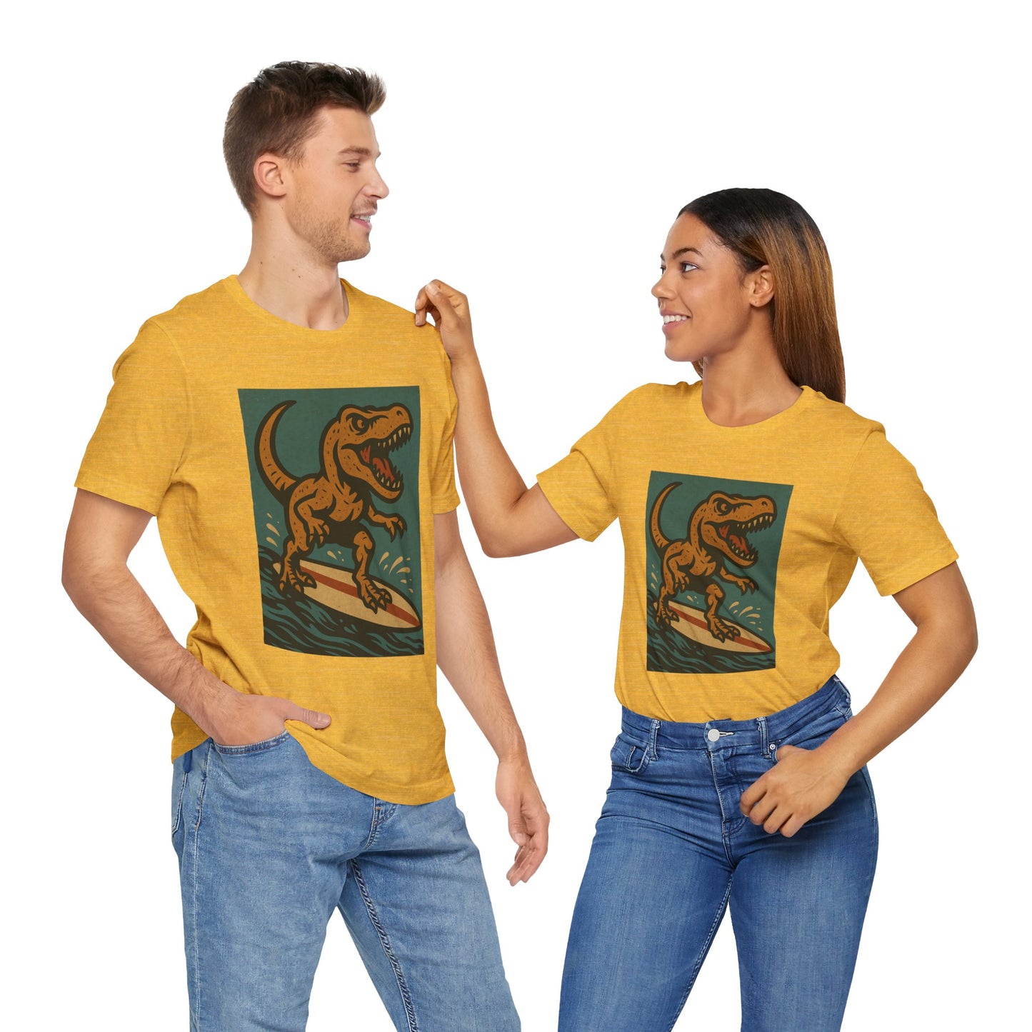 Surfing T-Rex T-Shirt – Funny Dinosaur Surfing Graphic Tee