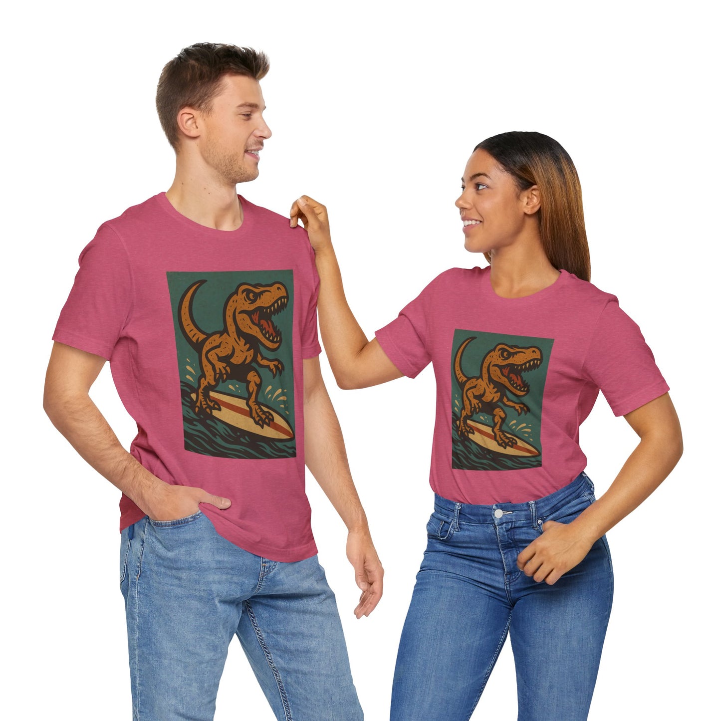 Surfing T-Rex T-Shirt – Funny Dinosaur Surfing Graphic Tee