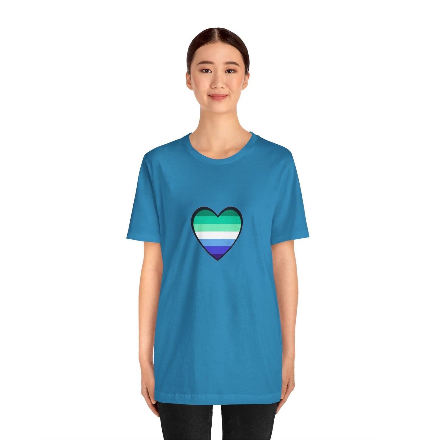 Gay Men’s Pride Flag Heart T-Shirt – LGBTQ+ Flag Design on Unisex Tee
