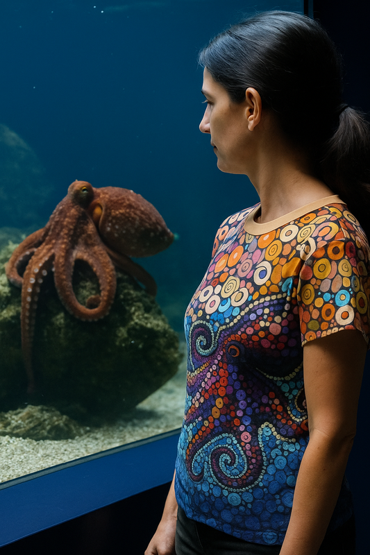 Dot Art Octopus Tee – Colorful All-Over Geometric Animal Shirt