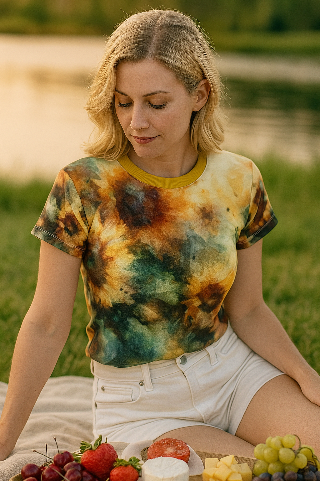 Watercolor Sunflower Tee – All-Over Boho Floral Print Shirt