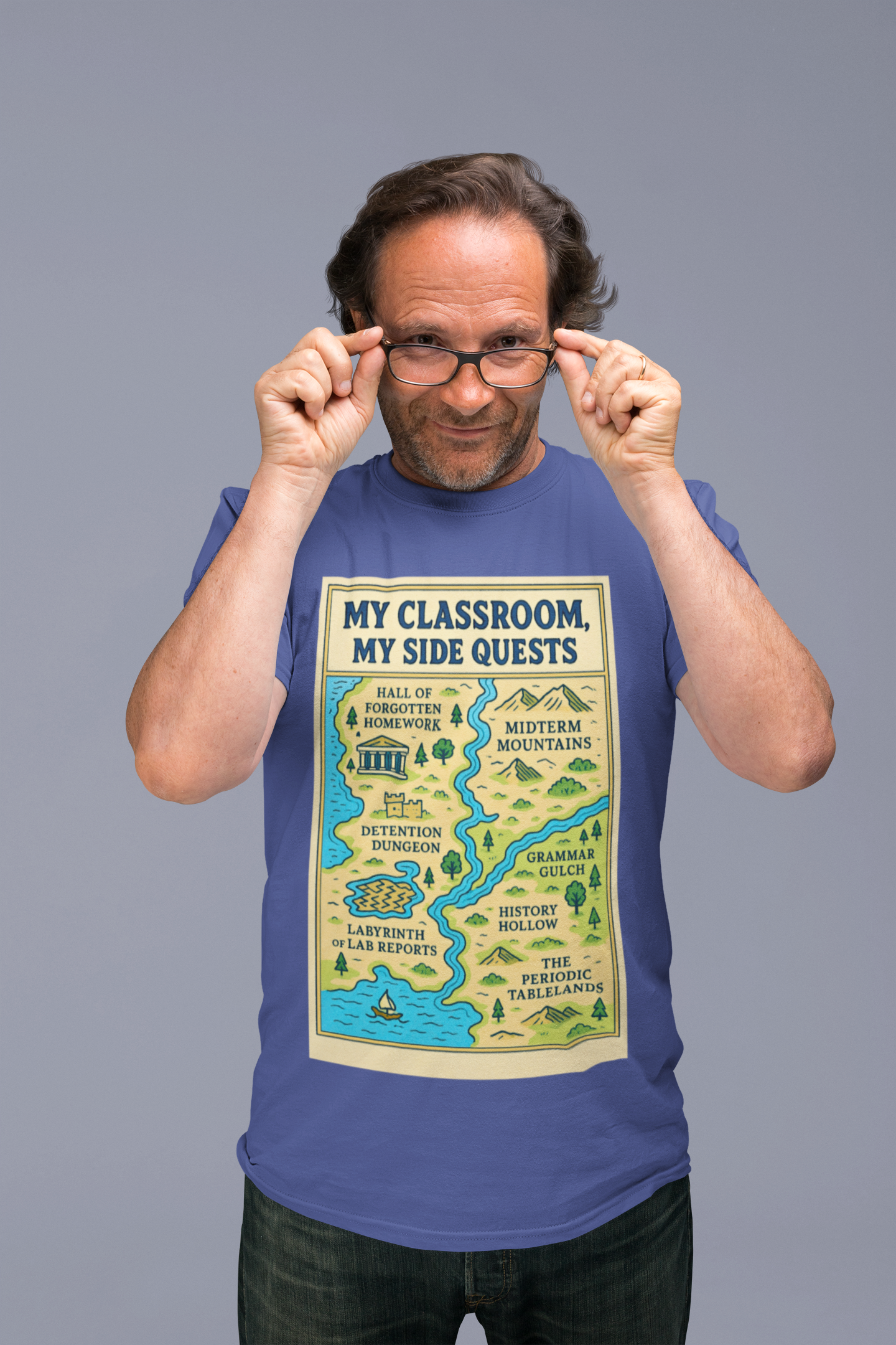 My Classroom, My Side Quests T-Shirt – RPG Map Tee for Teachers