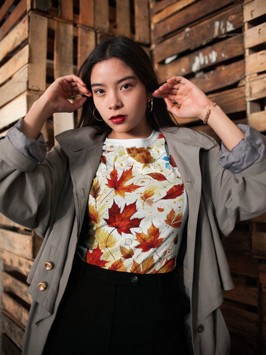 Autumn Leaves All-Over Print Shirt – Bold, Colorful Fall Tee