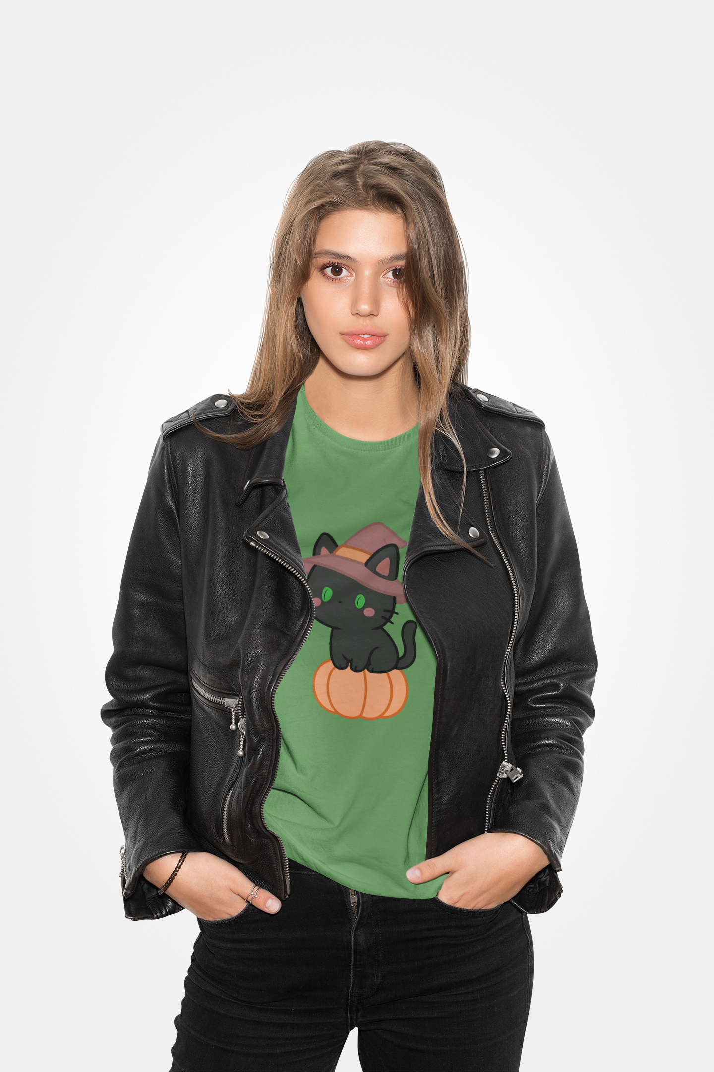 Halloween Cat Shirt – Cute Cat on a Pumpkin Graphic Tee