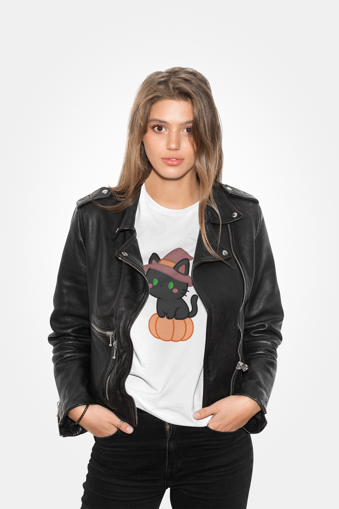 Halloween Cat Shirt – Cute Cat on a Pumpkin Graphic Tee