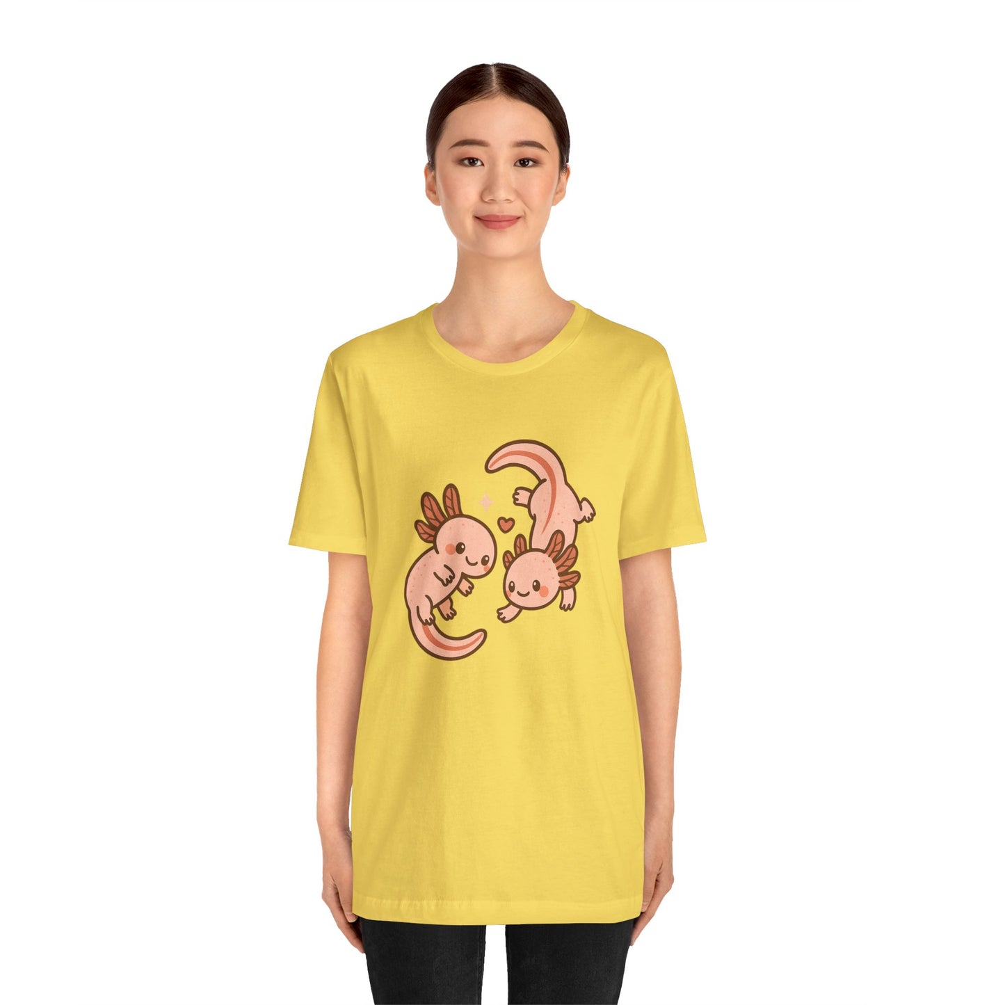 Kawaii Axolotl T-Shirt – Cute Tee with Smiling Axolotls - WhimSpin - https://whimspin.com