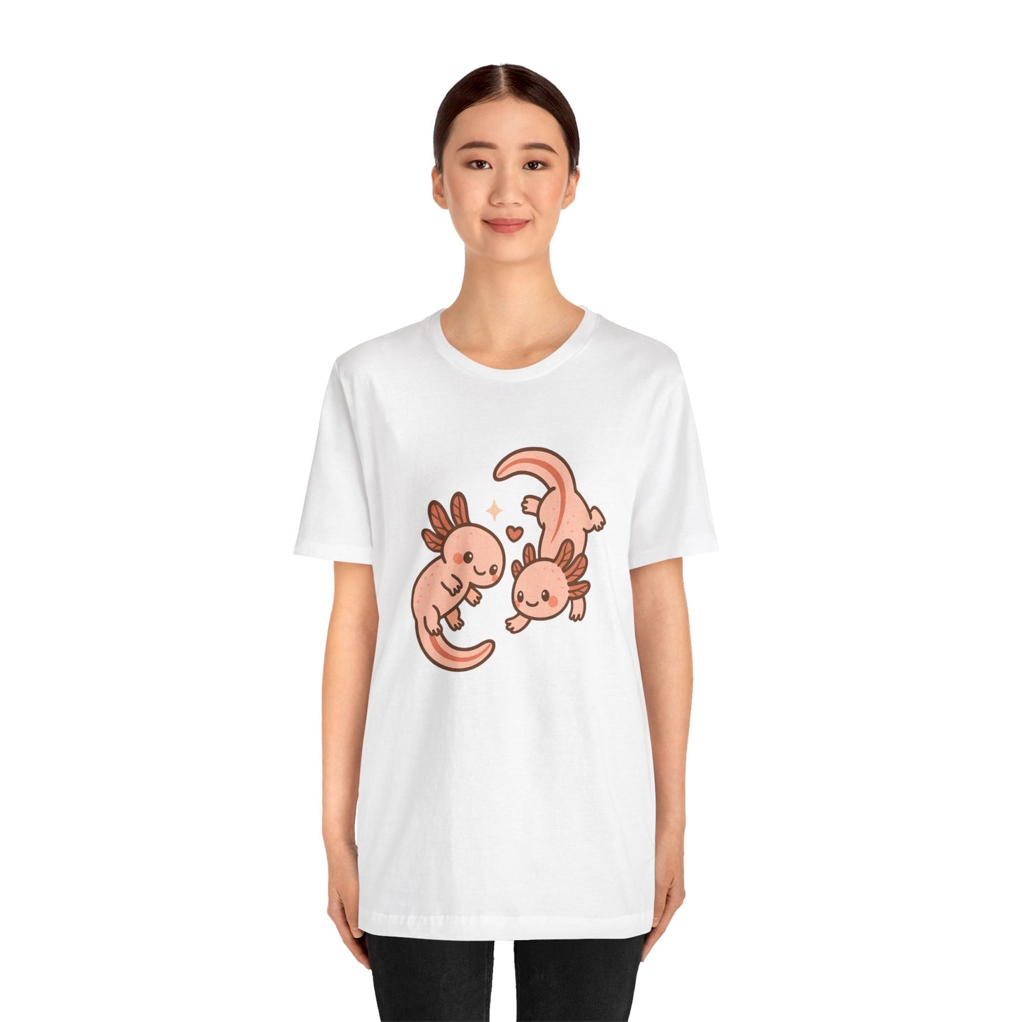 Kawaii Axolotl T-Shirt – Cute Tee with Smiling Axolotls - WhimSpin - https://whimspin.com