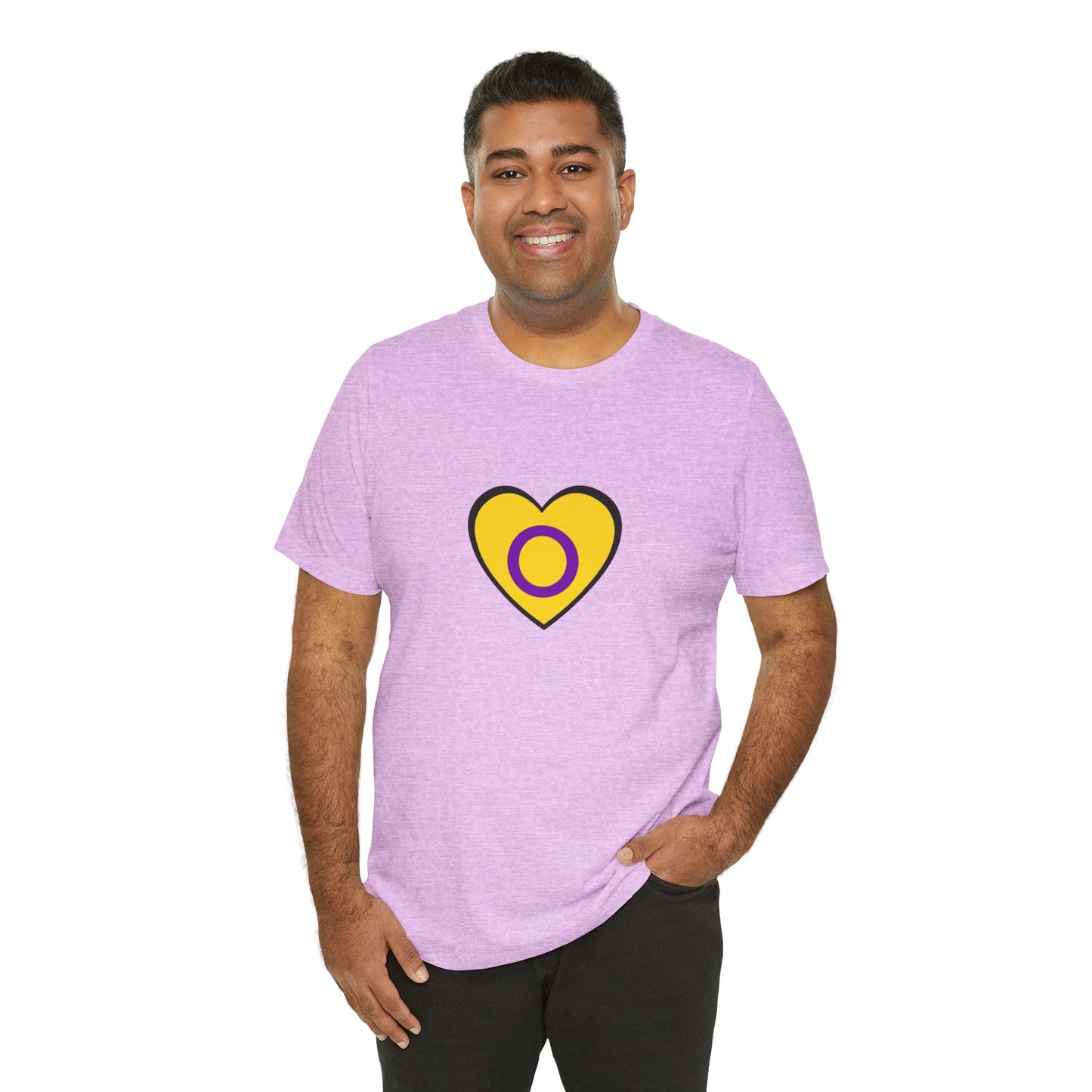 Intersex Pride Flag Heart T-Shirt – Minimalist LGBTQ+ Support Tee - WhimSpin - https://whimspin.com