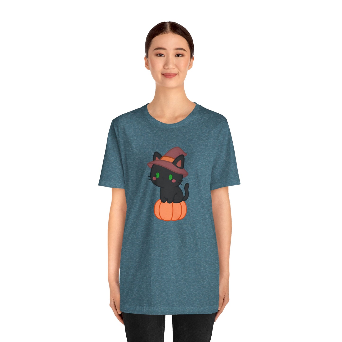 Halloween Cat Shirt – Cute Cat on a Pumpkin Graphic Tee