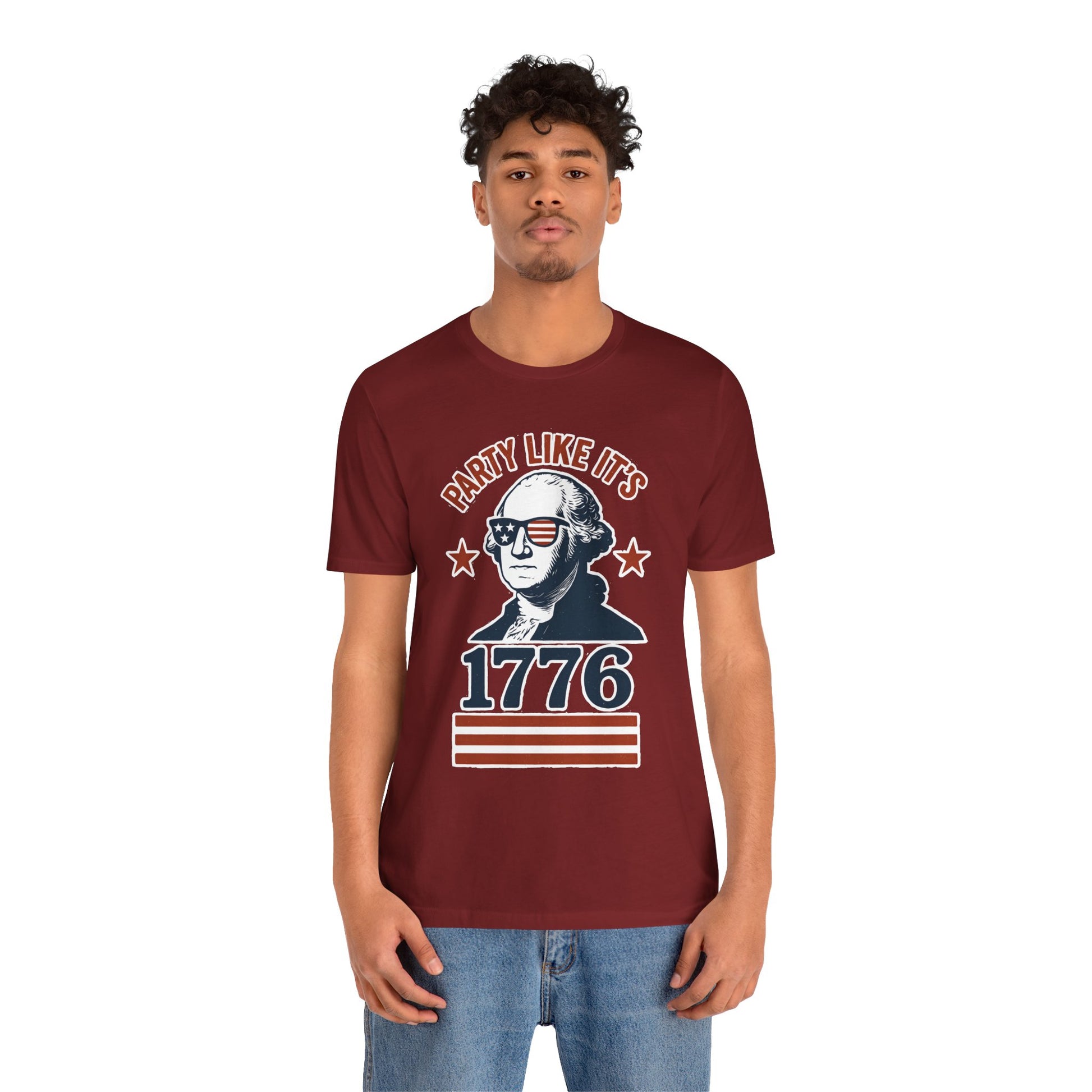 Party Like It's 1776 T-Shirt – Funny 4th of July Tee with George Washington Graphic - WhimSpin - https://whimspin.com