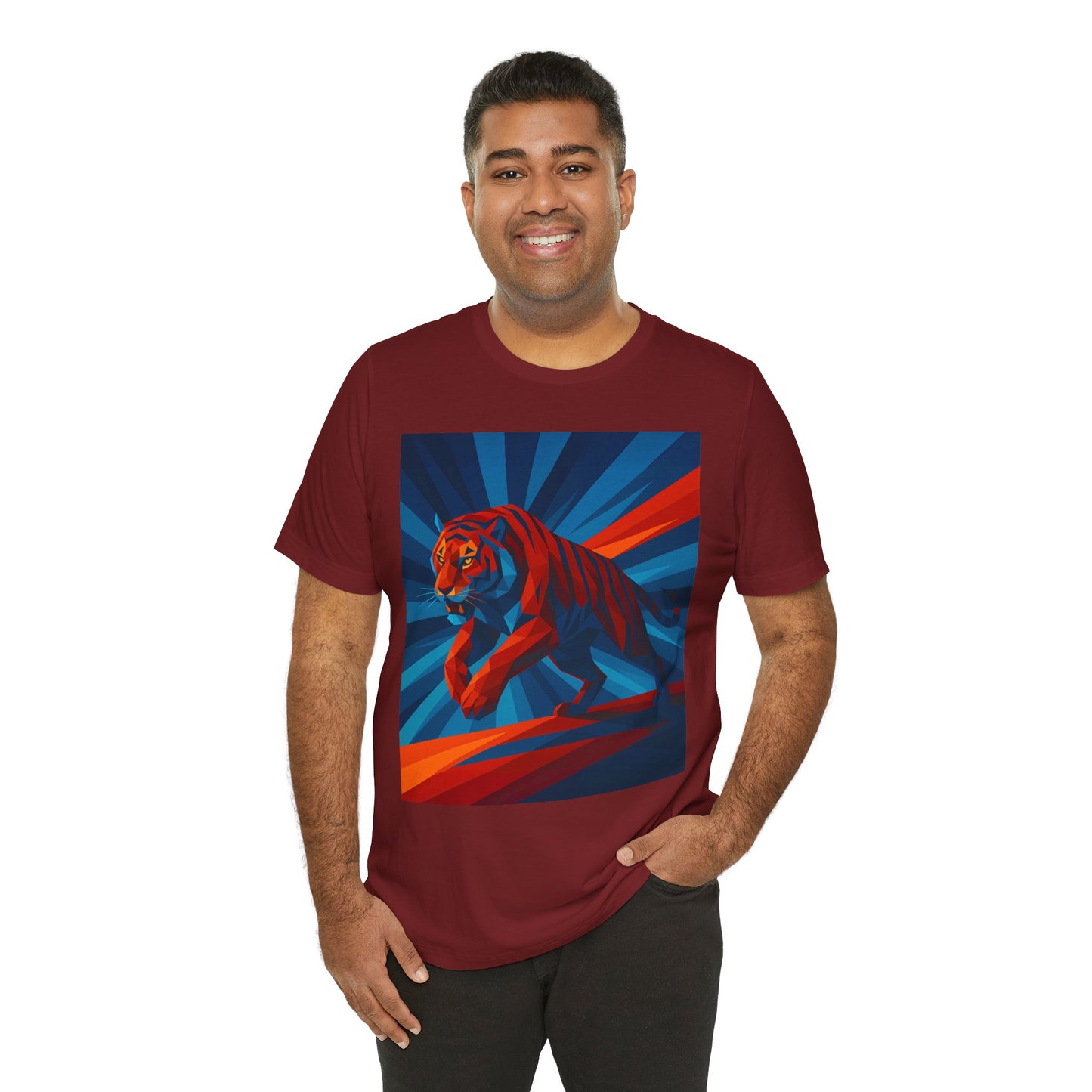 Geometric Tiger T-Shirt – Bold Jungle Animal Tee in Abstract Style - WhimSpin - https://whimspin.com