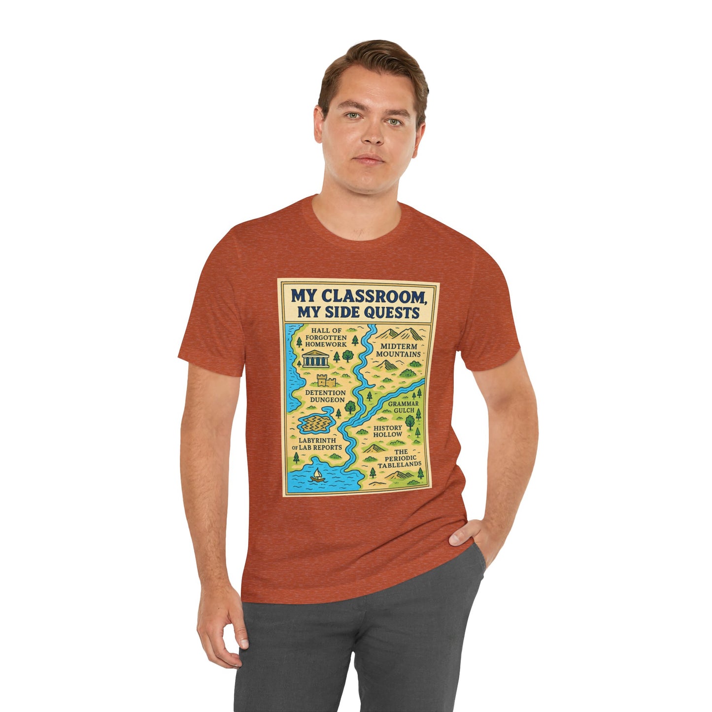 My Classroom, My Side Quests T-Shirt – RPG Map Tee for Teachers