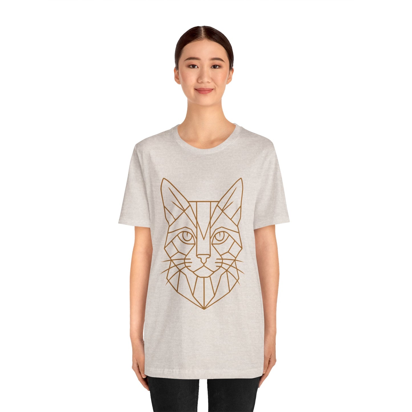 Geometric Cat T-Shirt – Minimalist Line Art Tee - WhimSpin - https://whimspin.com
