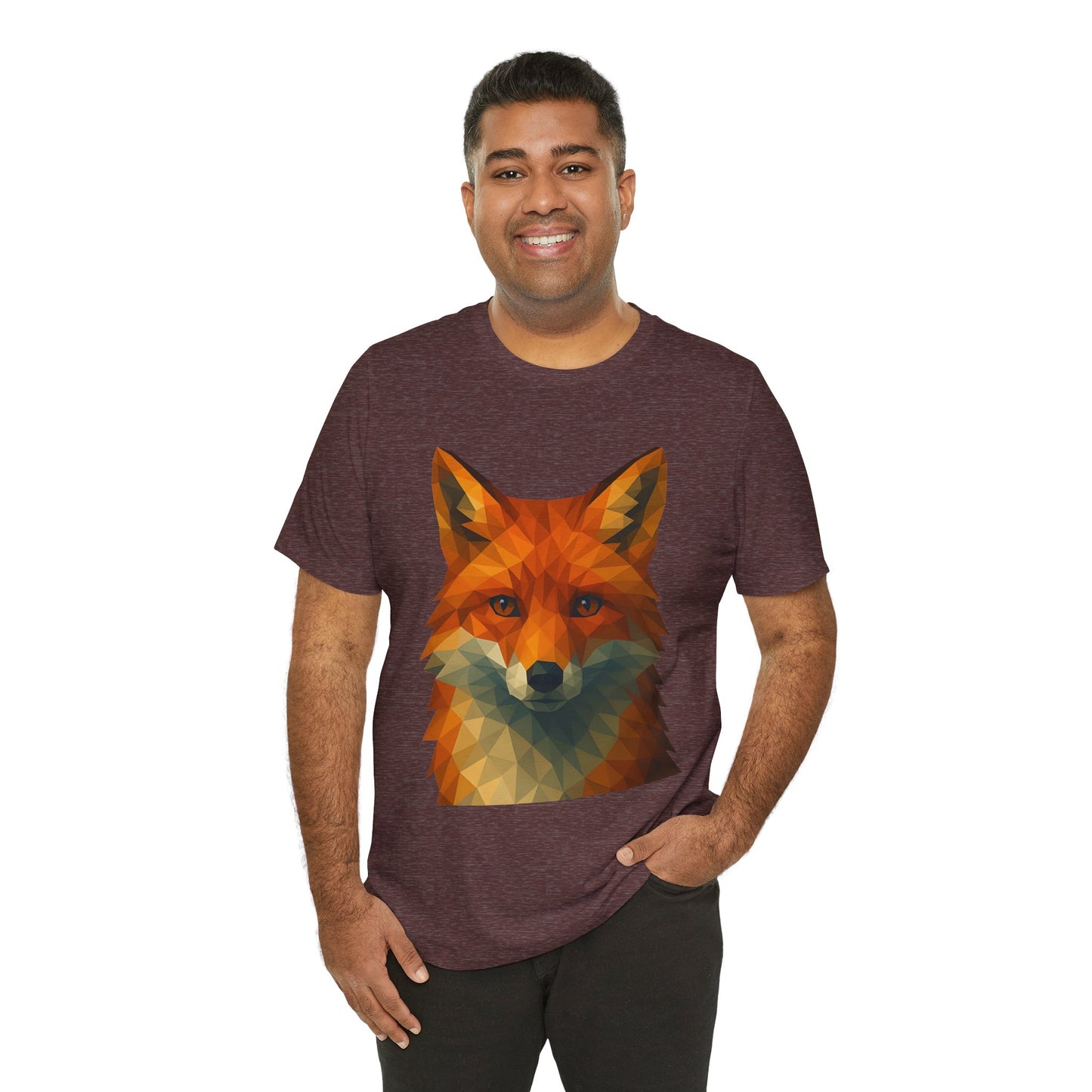 Geometric Fox T-Shirt – Polygon Animal Tee with Nature Vibes - WhimSpin - https://whimspin.com