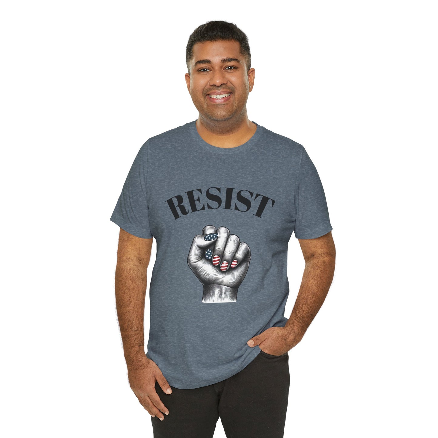 Resist Feminist Power Fist Tee – USA Flag Nails Protest Shirt - WhimSpin - https://whimspin.com