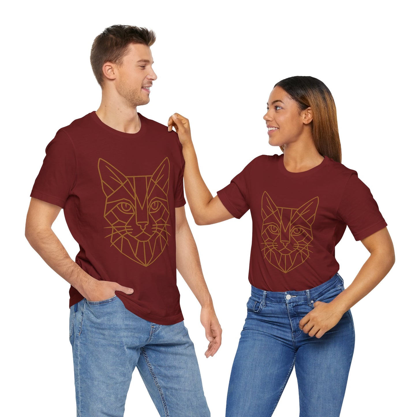 Geometric Cat T-Shirt – Minimalist Line Art Tee - WhimSpin - https://whimspin.com