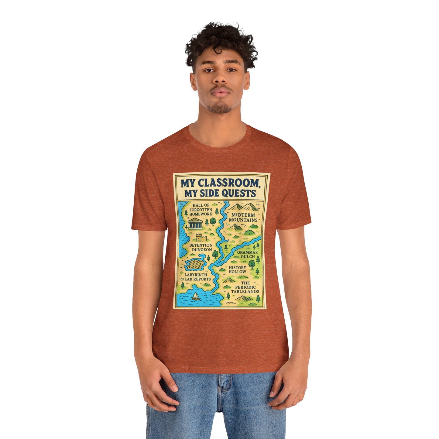 My Classroom, My Side Quests T-Shirt – RPG Map Tee for Teachers