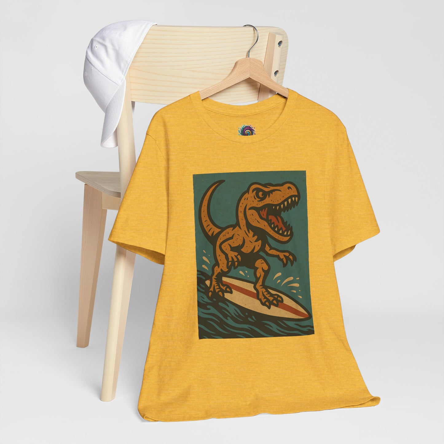 Surfing T-Rex T-Shirt – Funny Dinosaur Surfing Graphic Tee